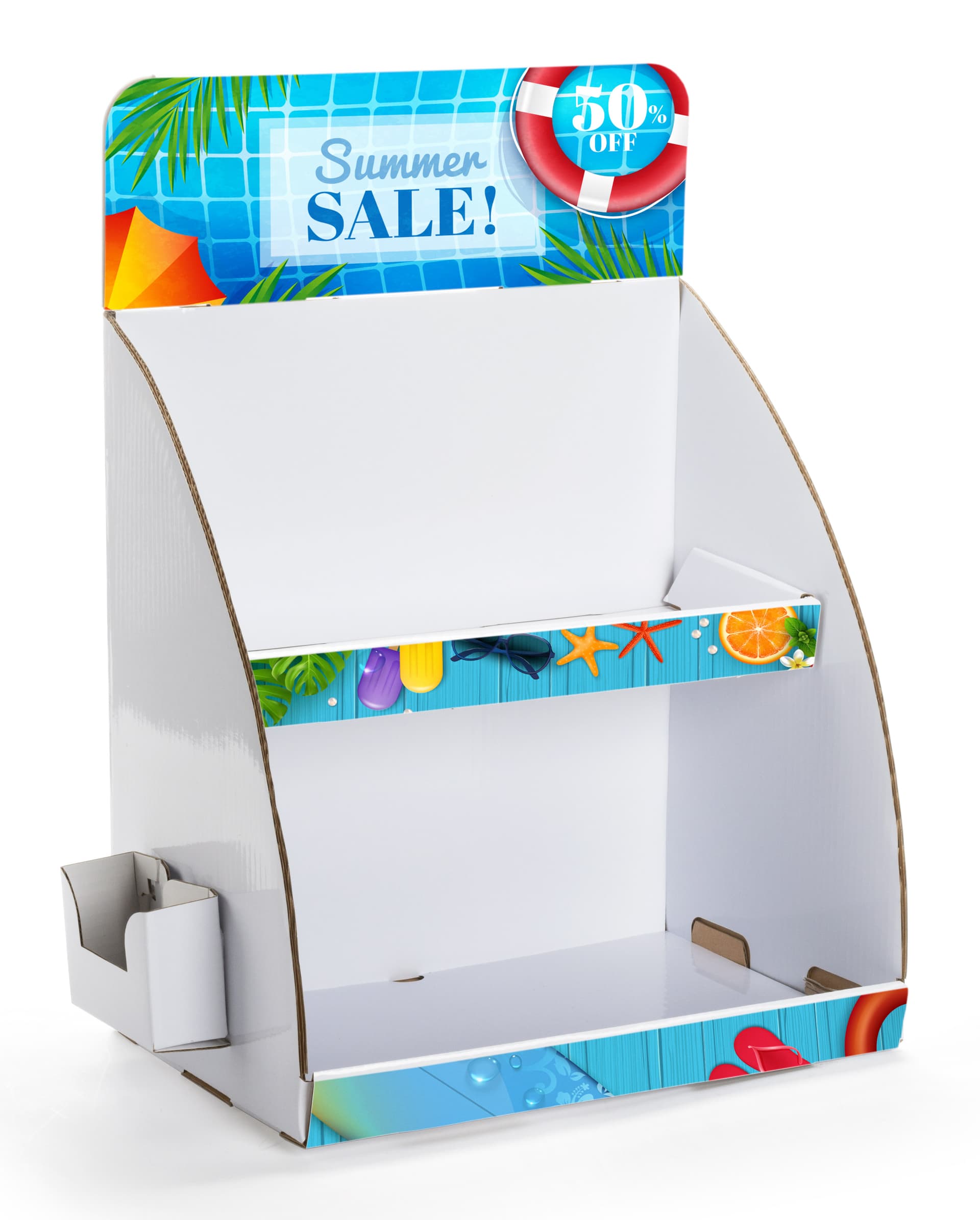 Corrugated 2-tier custom cardboard tabletop display stand