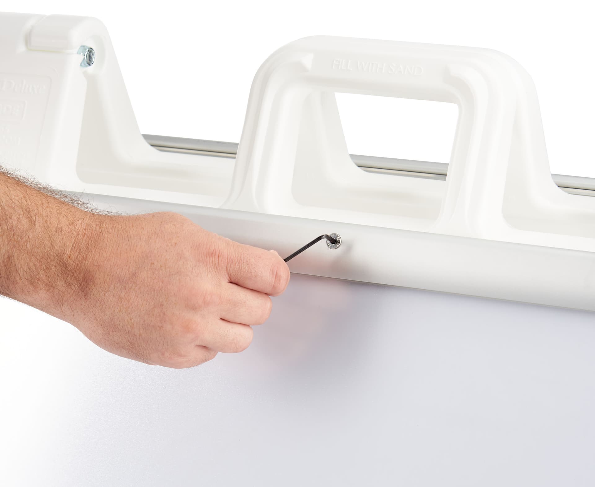 White snap open a-frame sidewalk sign with anti theft display lock