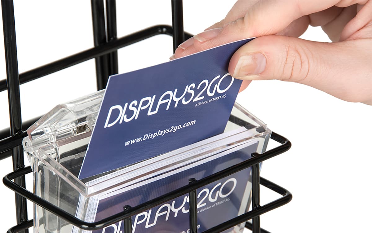Black A-Frame Literature Pocket With Business Card Holder With Hinged Lid