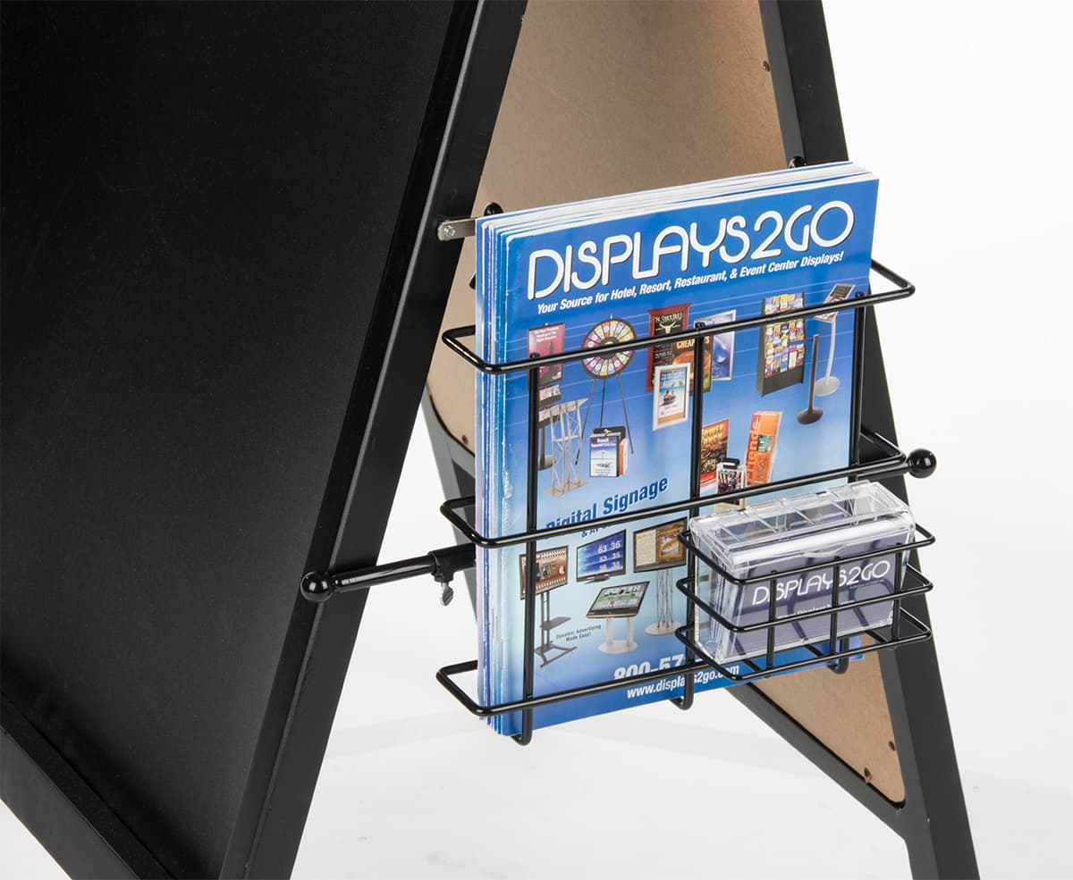 Black A-Frame Literature Pocket With Business Card Holder Attachment