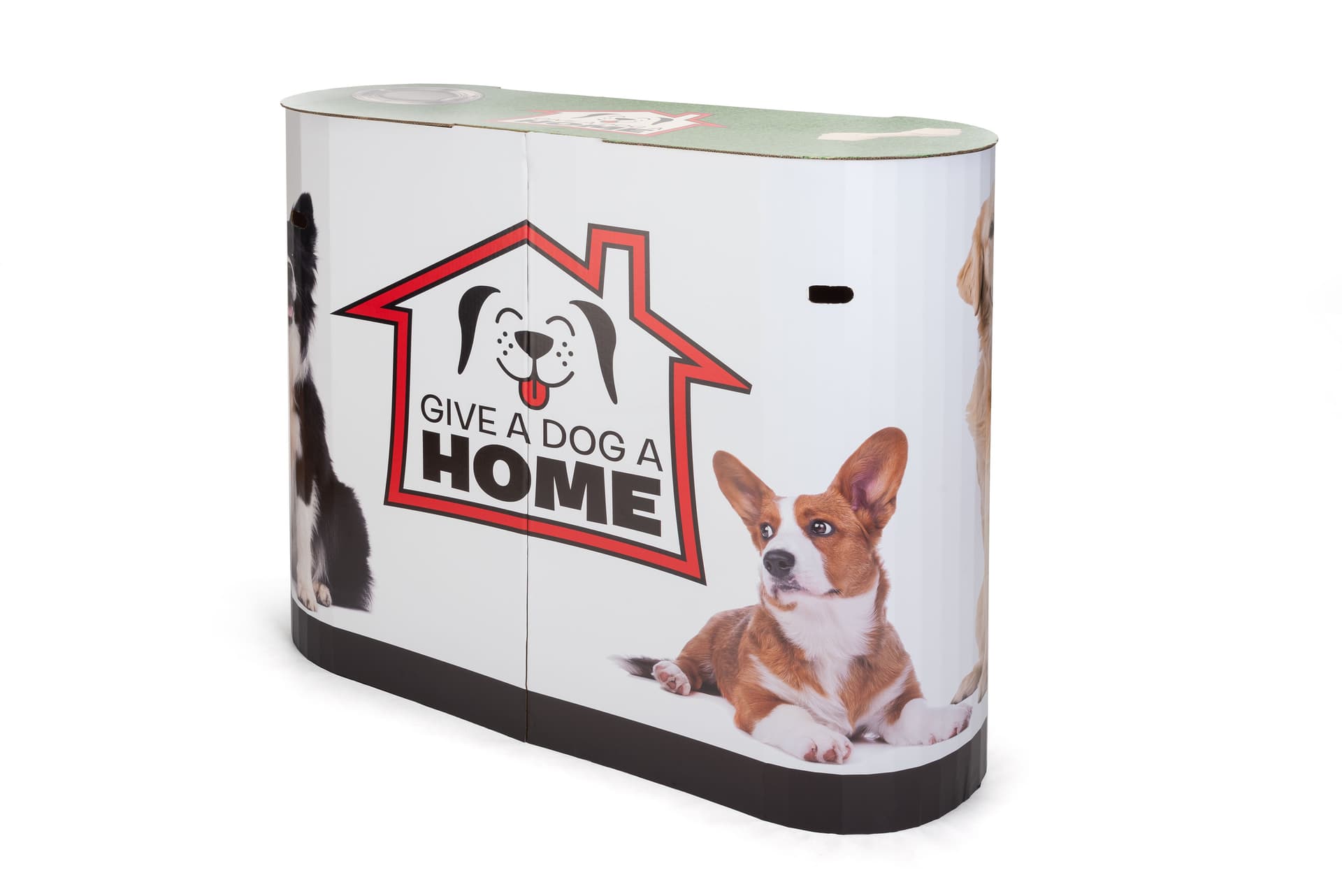 Portable cardboard booth display counter with easy to move handles 