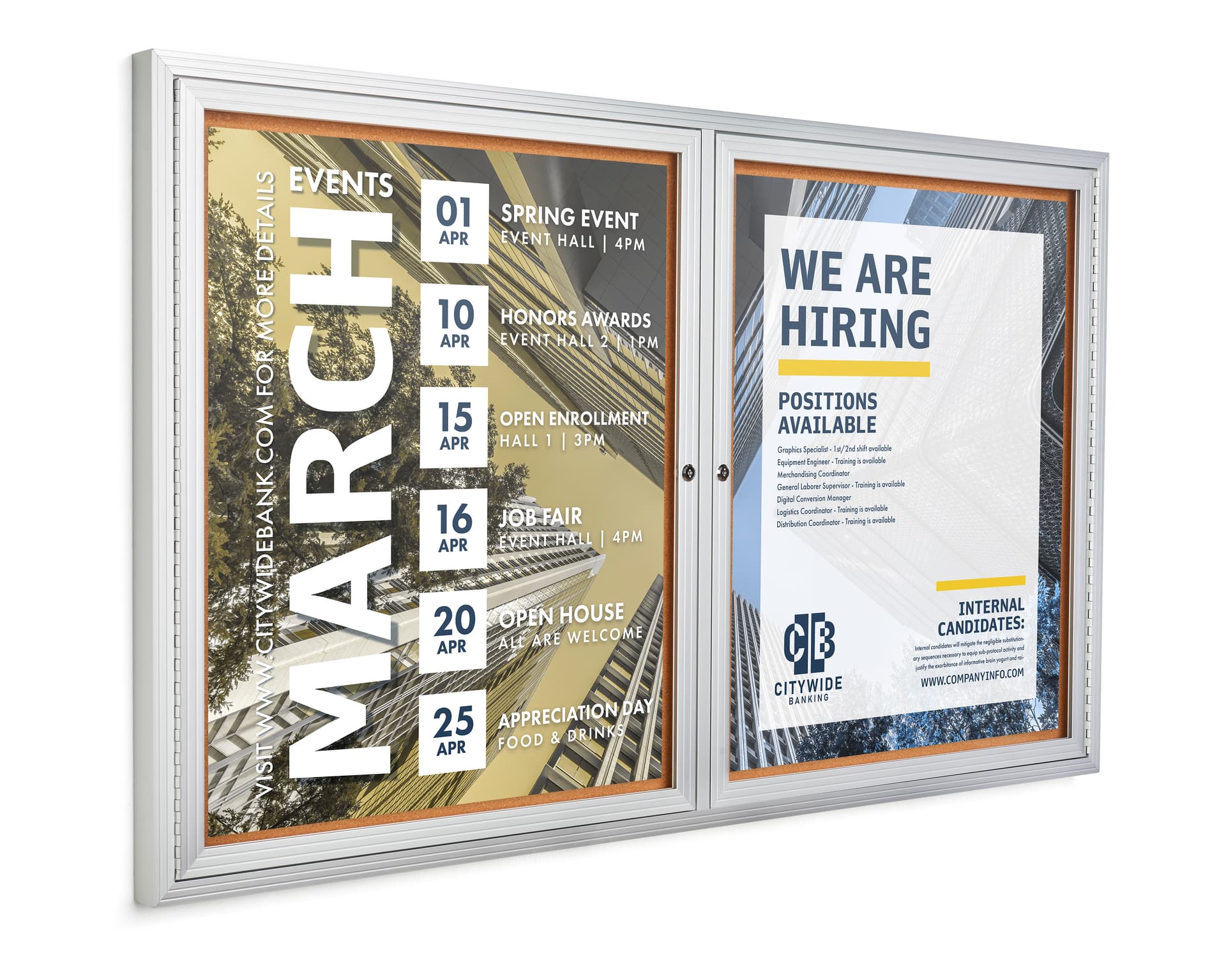 60 x 36 locking cork board with anodized aluminum framing