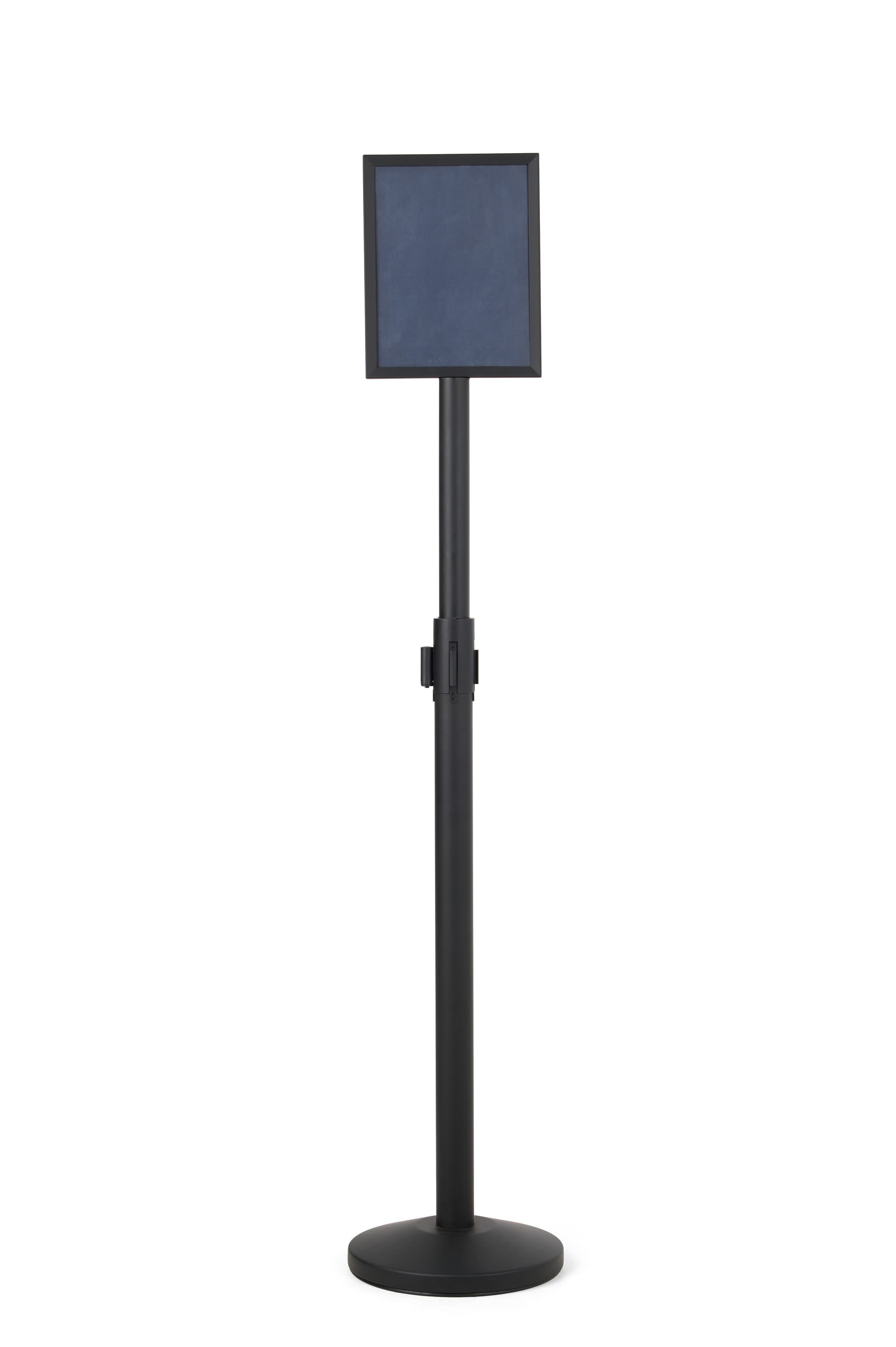 Extra tall stanchion sign attachment in matte black finish
