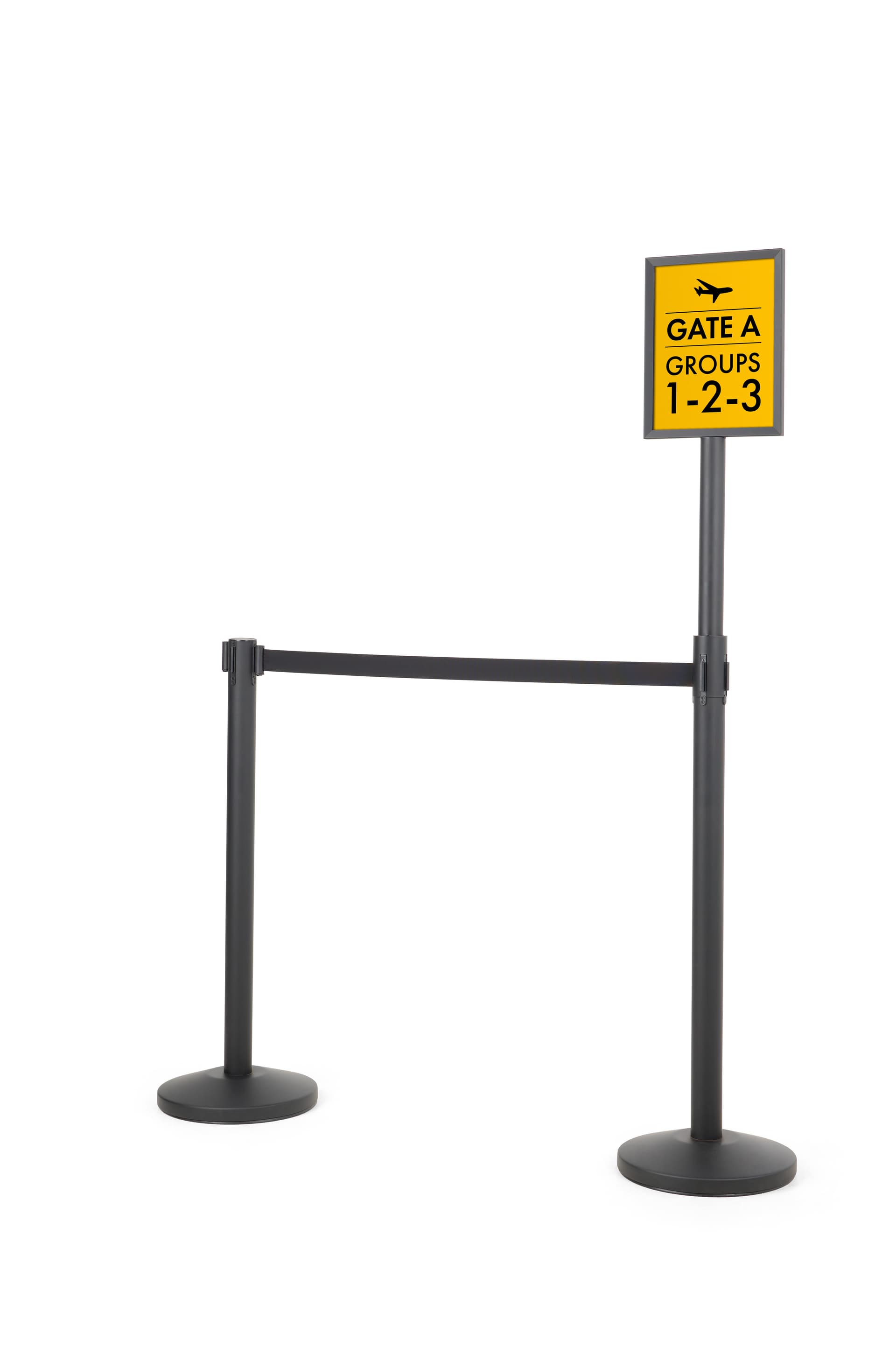 Extra tall stanchion sign attachment for 2.5" diameter stanchions