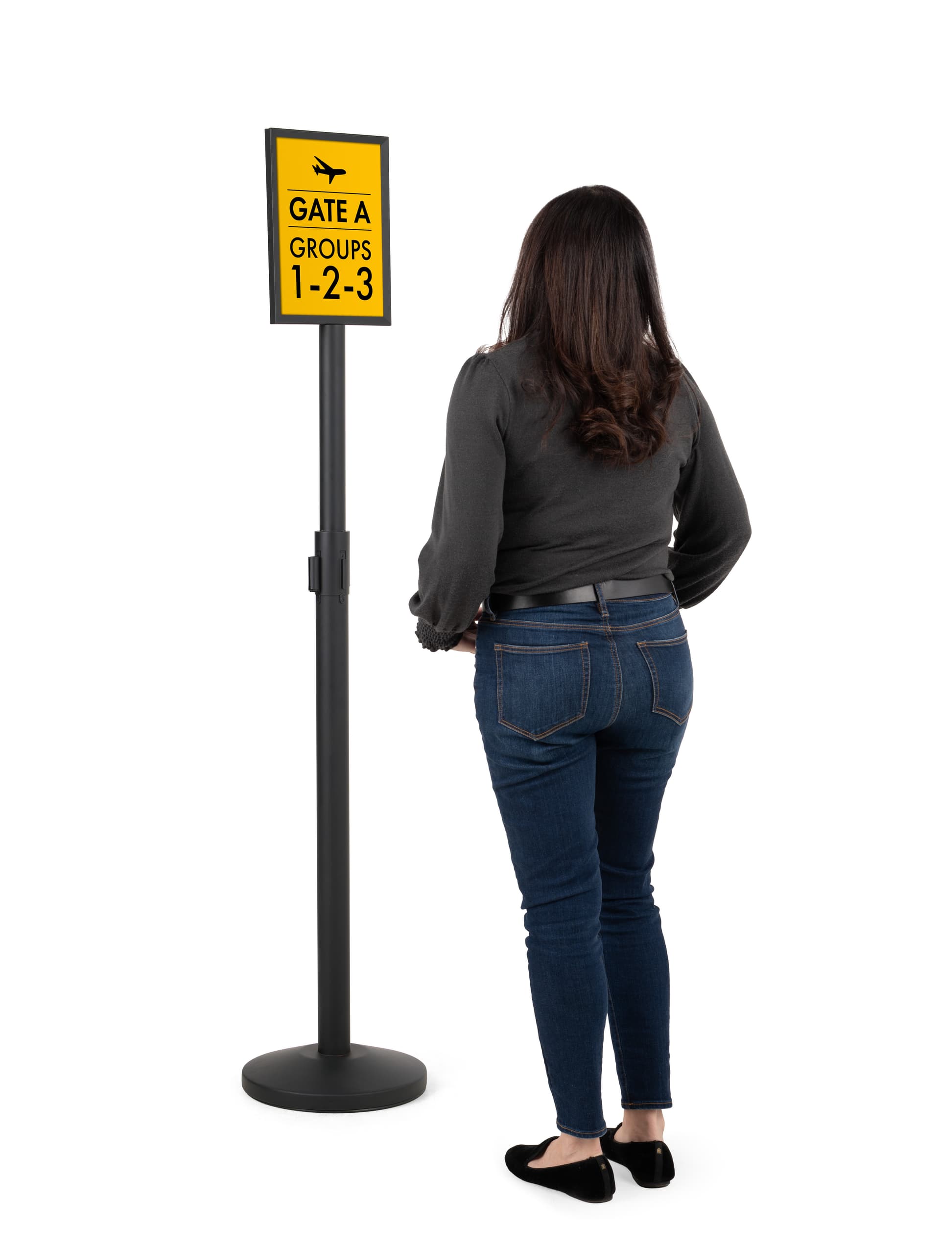 Extra tall stanchion sign scale shot
