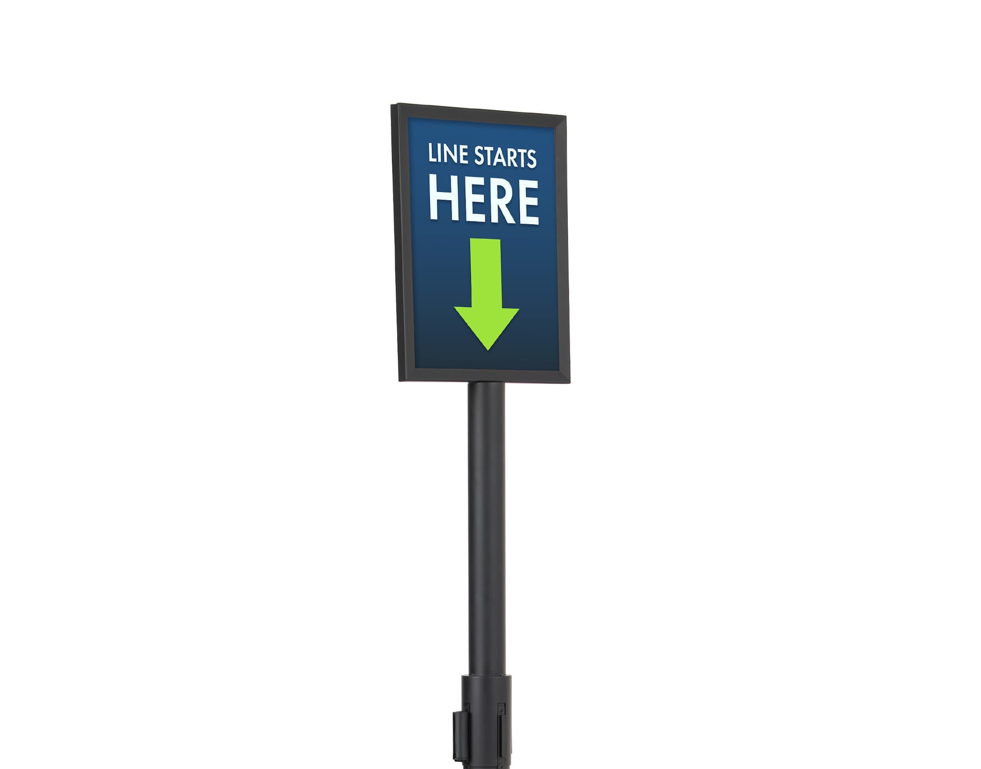 Extra tall stanchion sign attachment with portrait frame