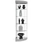 23" Corner Glass Display Case w/ Top Lights, Adjustable Shelves, and Lock- Silver