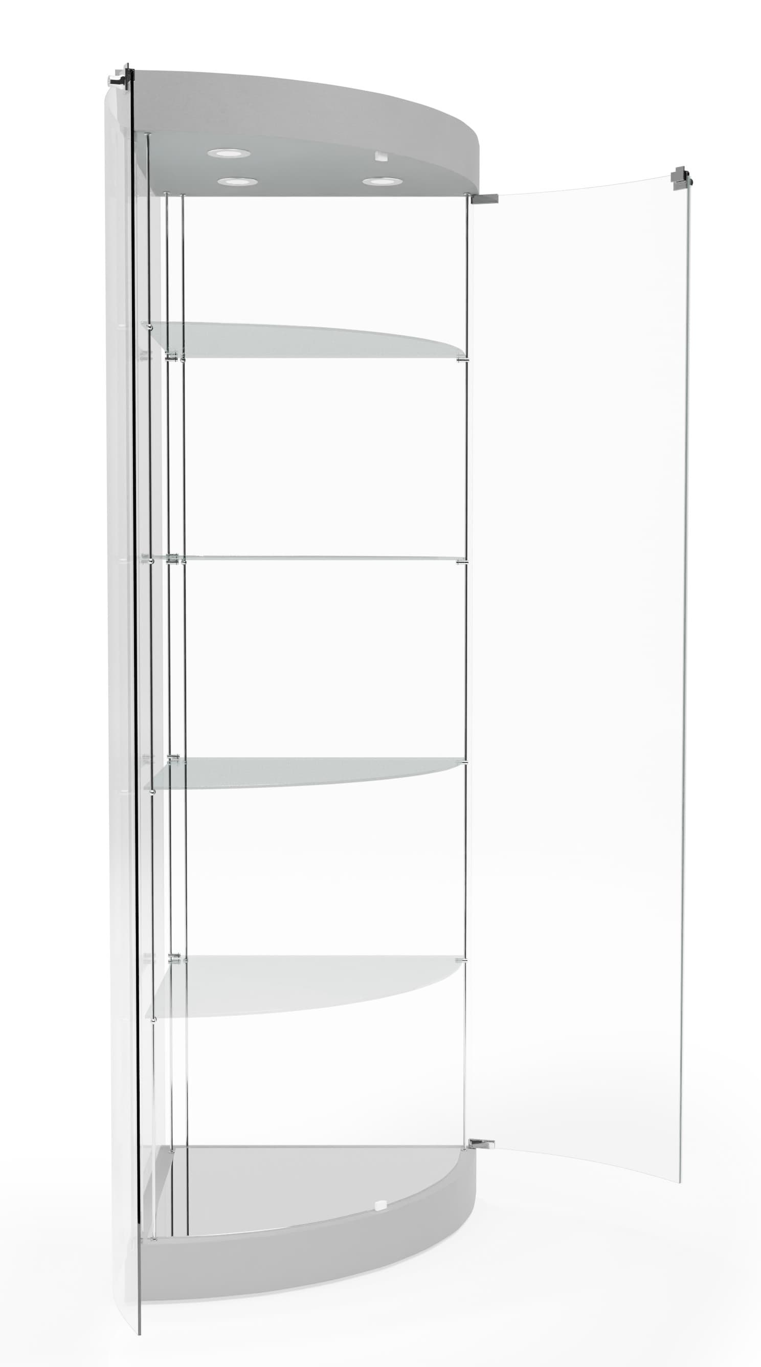 Corner display case with glass door