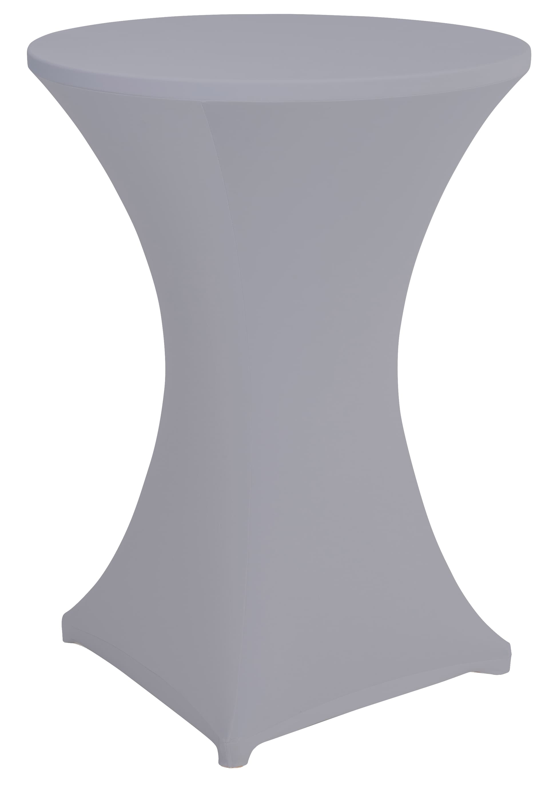 Gray bar height spandex table cover