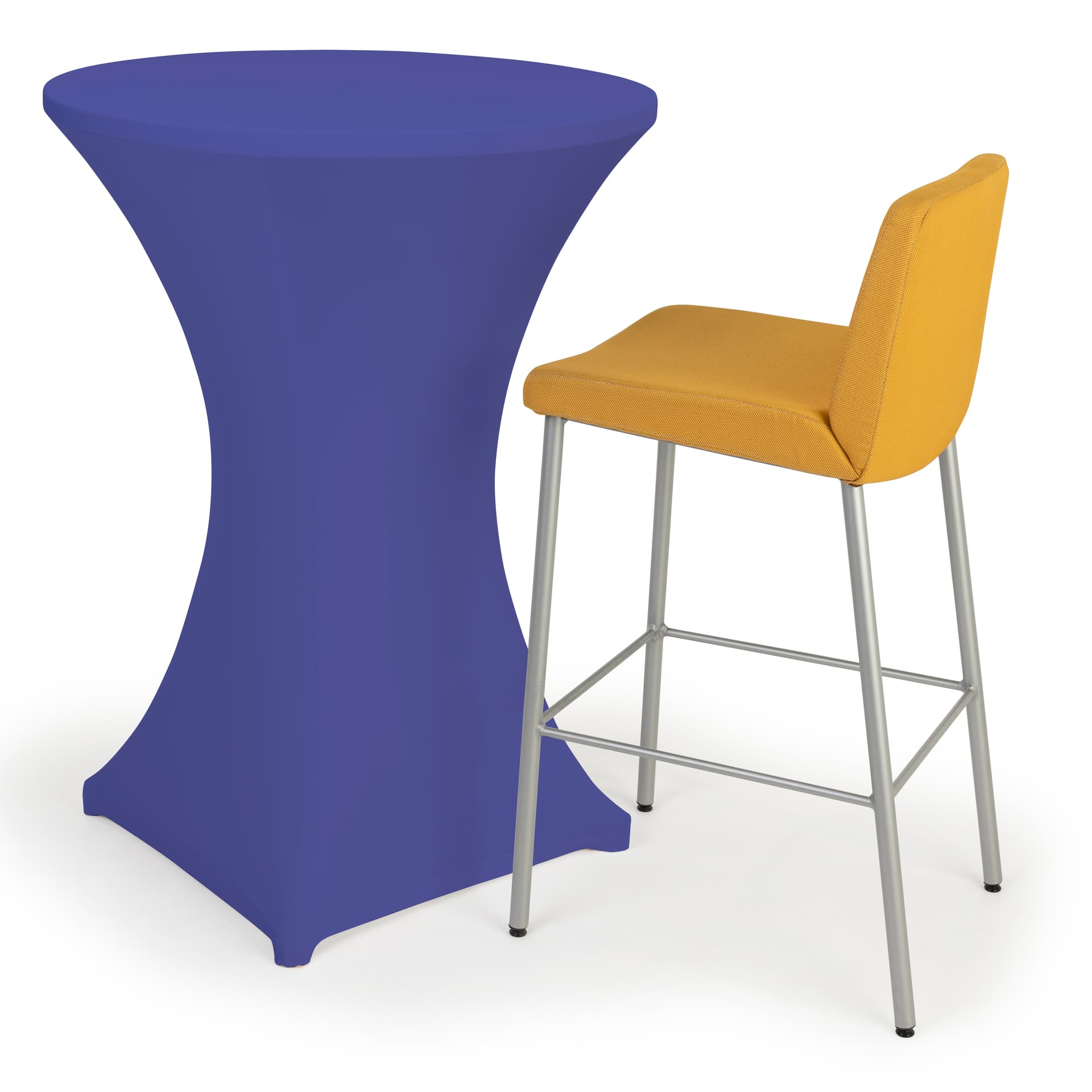 Bar height spandex table cover with plastic footing 