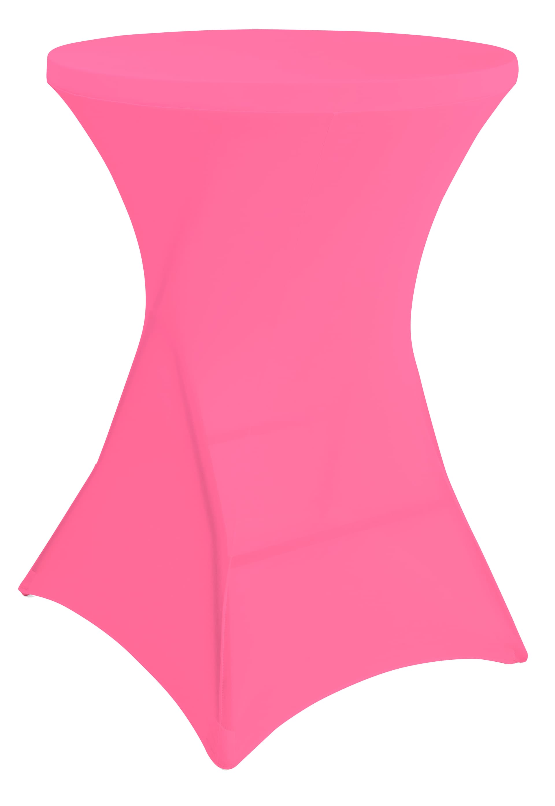 Pink round stretch table cover with machine washable fabric design