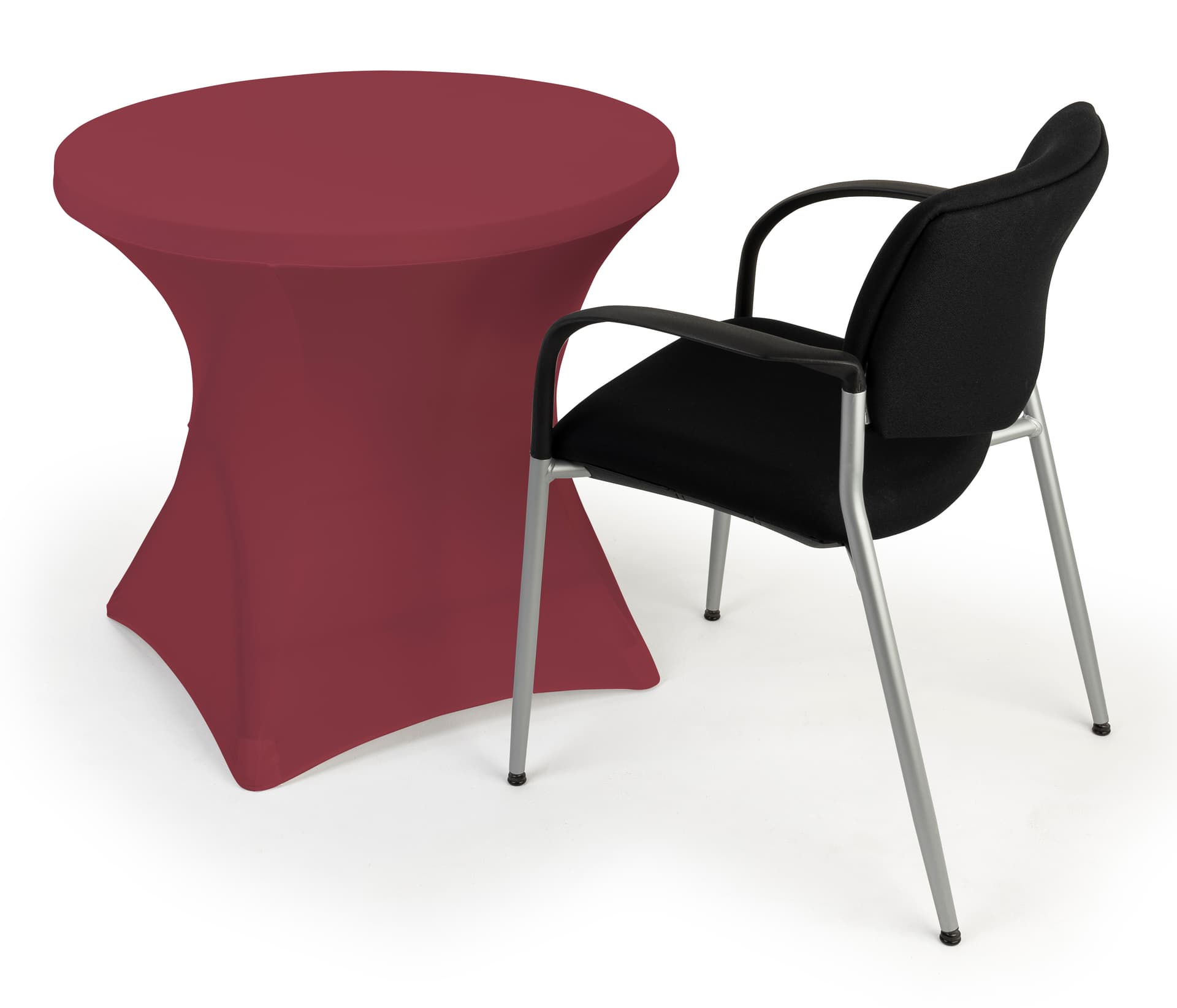 Stretch polyester tablecloths with tight sleek fit