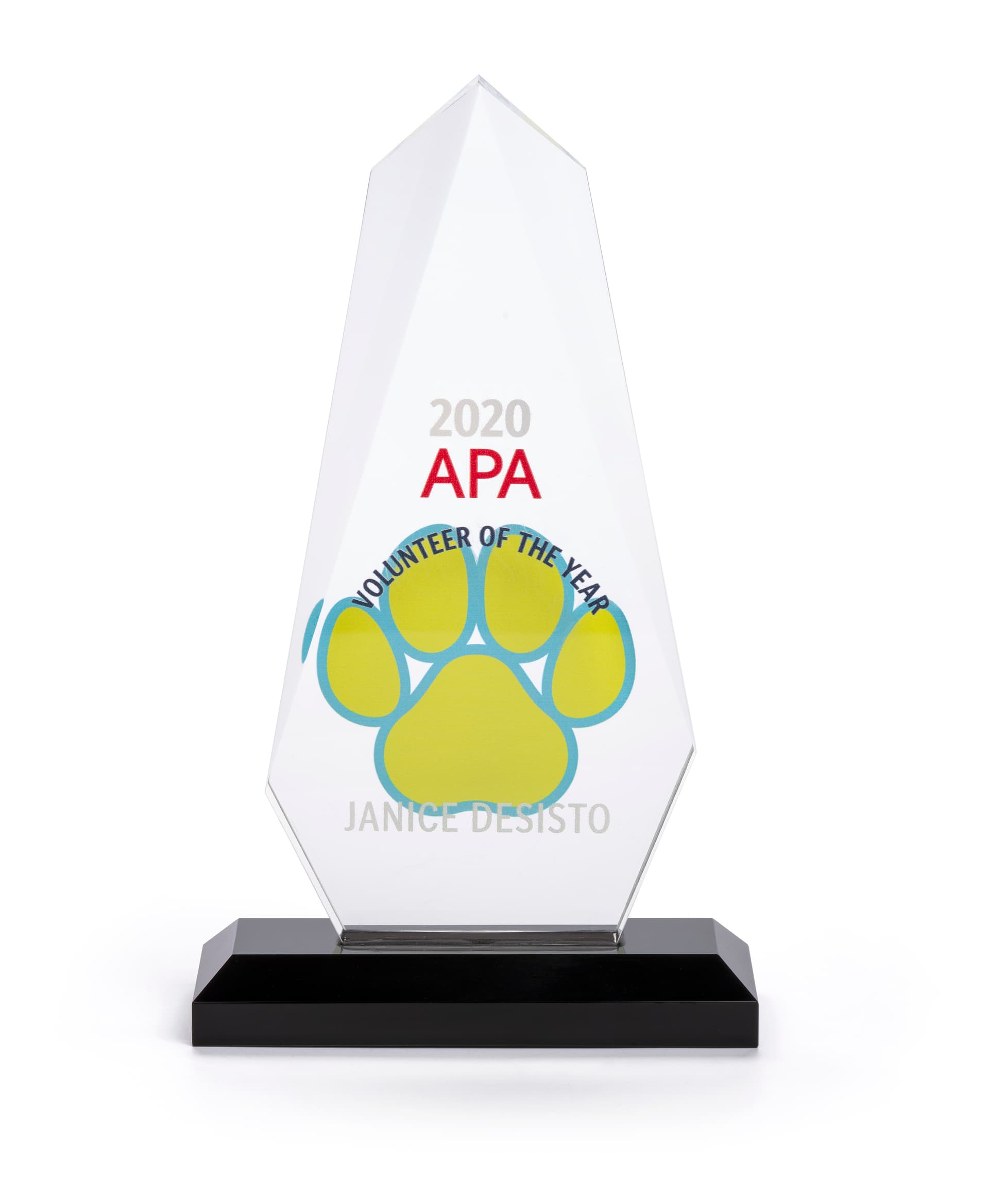 Acrylic rectangle teardrop award with black base
