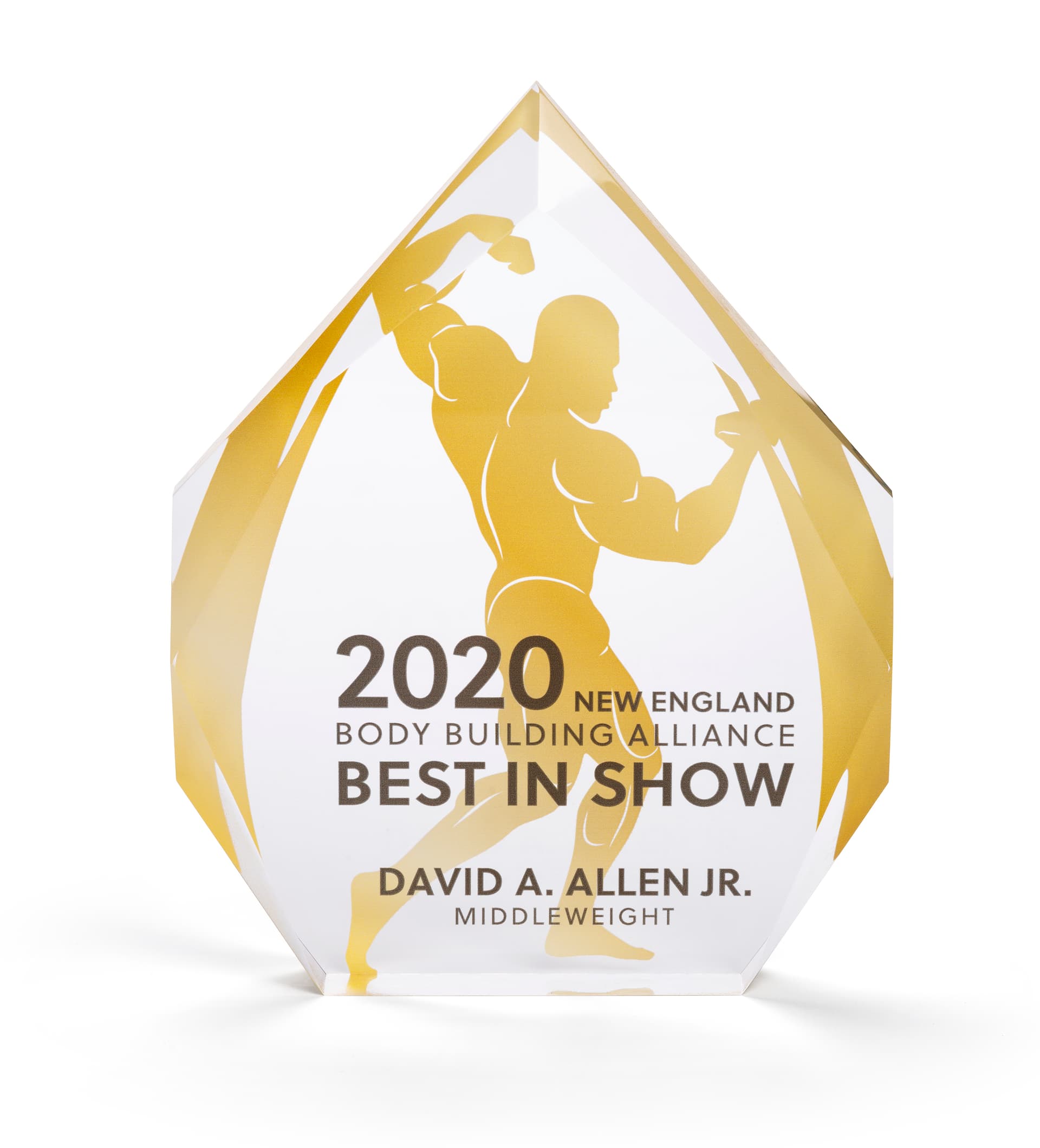 Diamond cut business trophy with full color printing