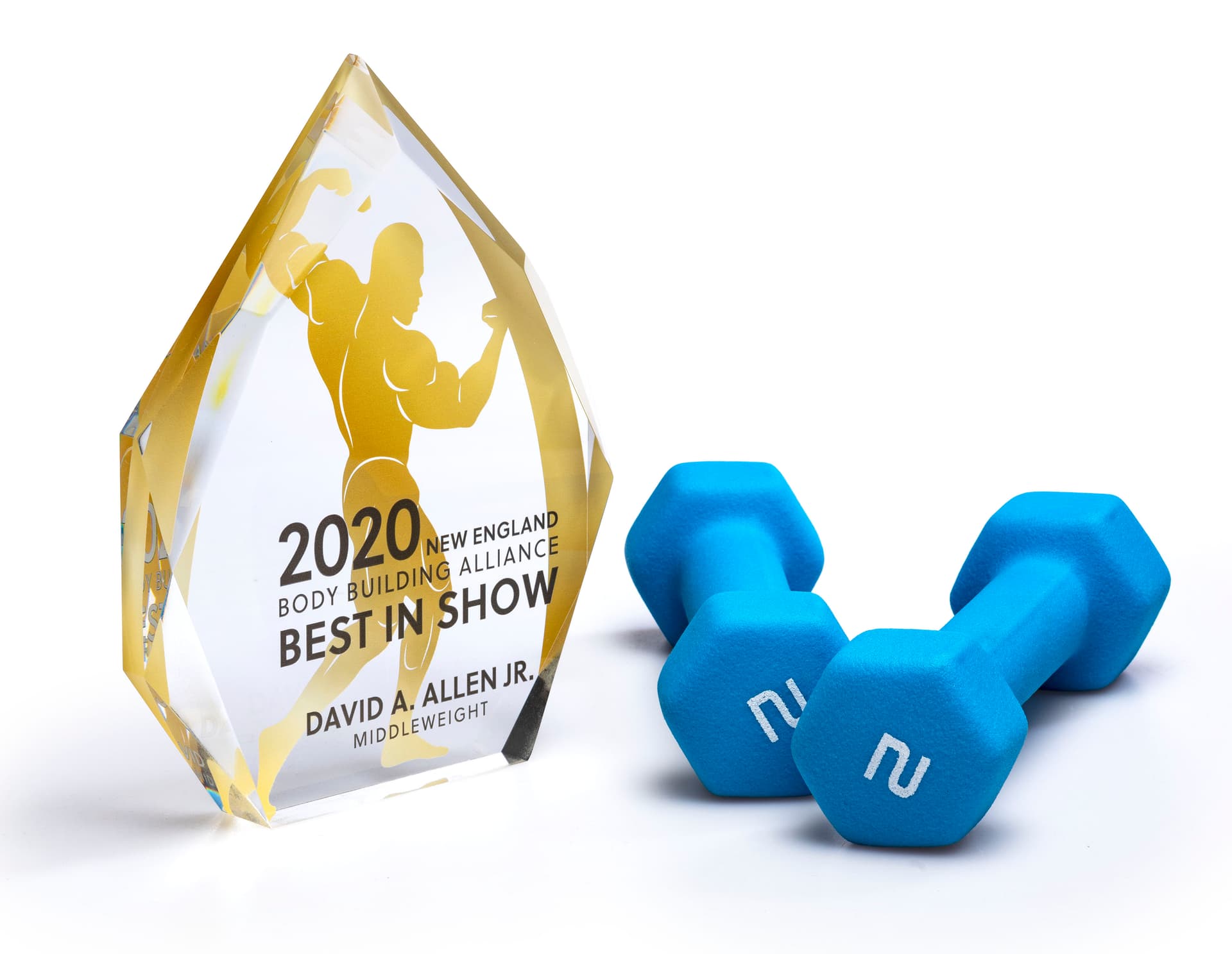 Diamond cut business trophy with full color printing