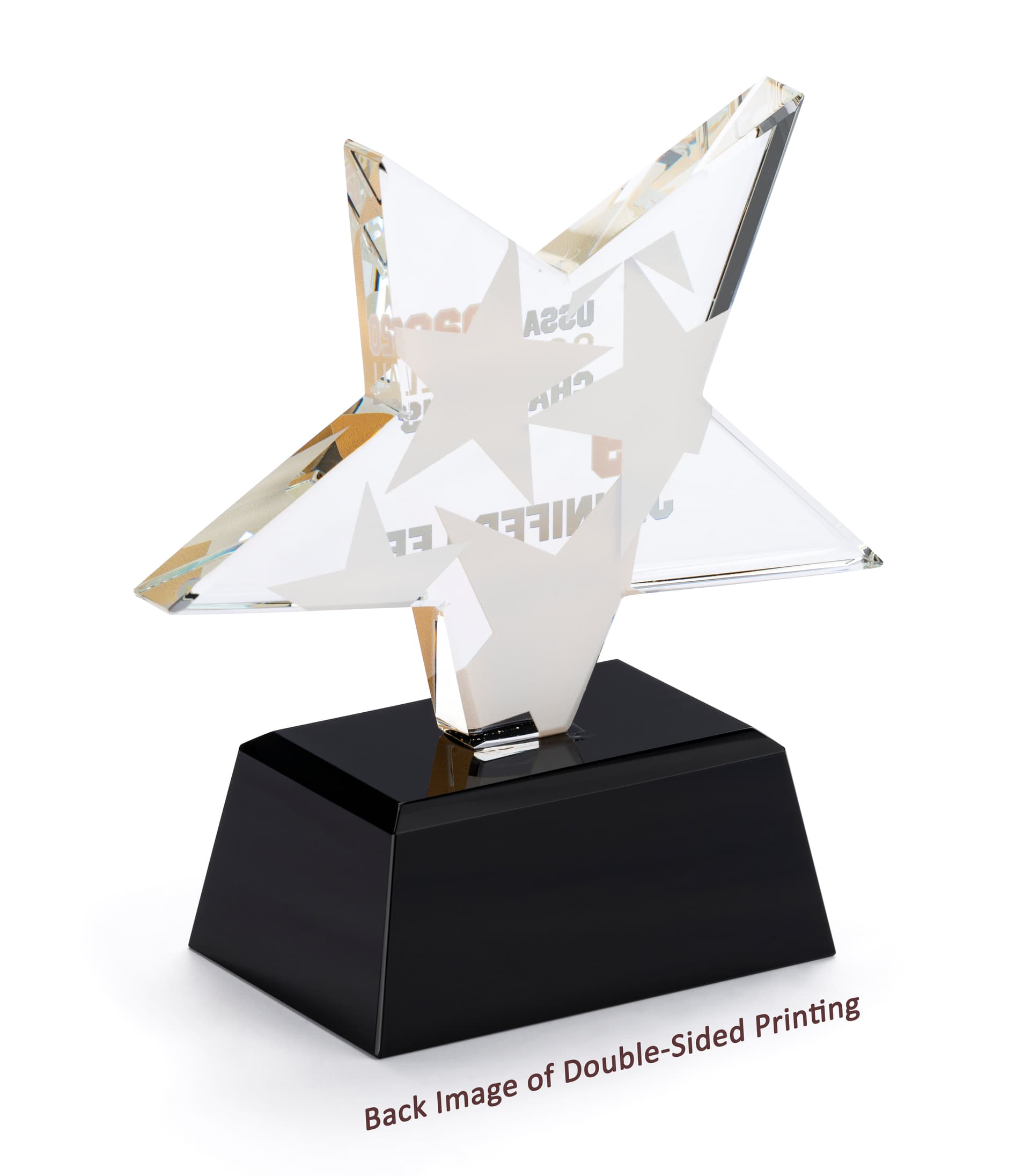 Glass star service award with double sided printing