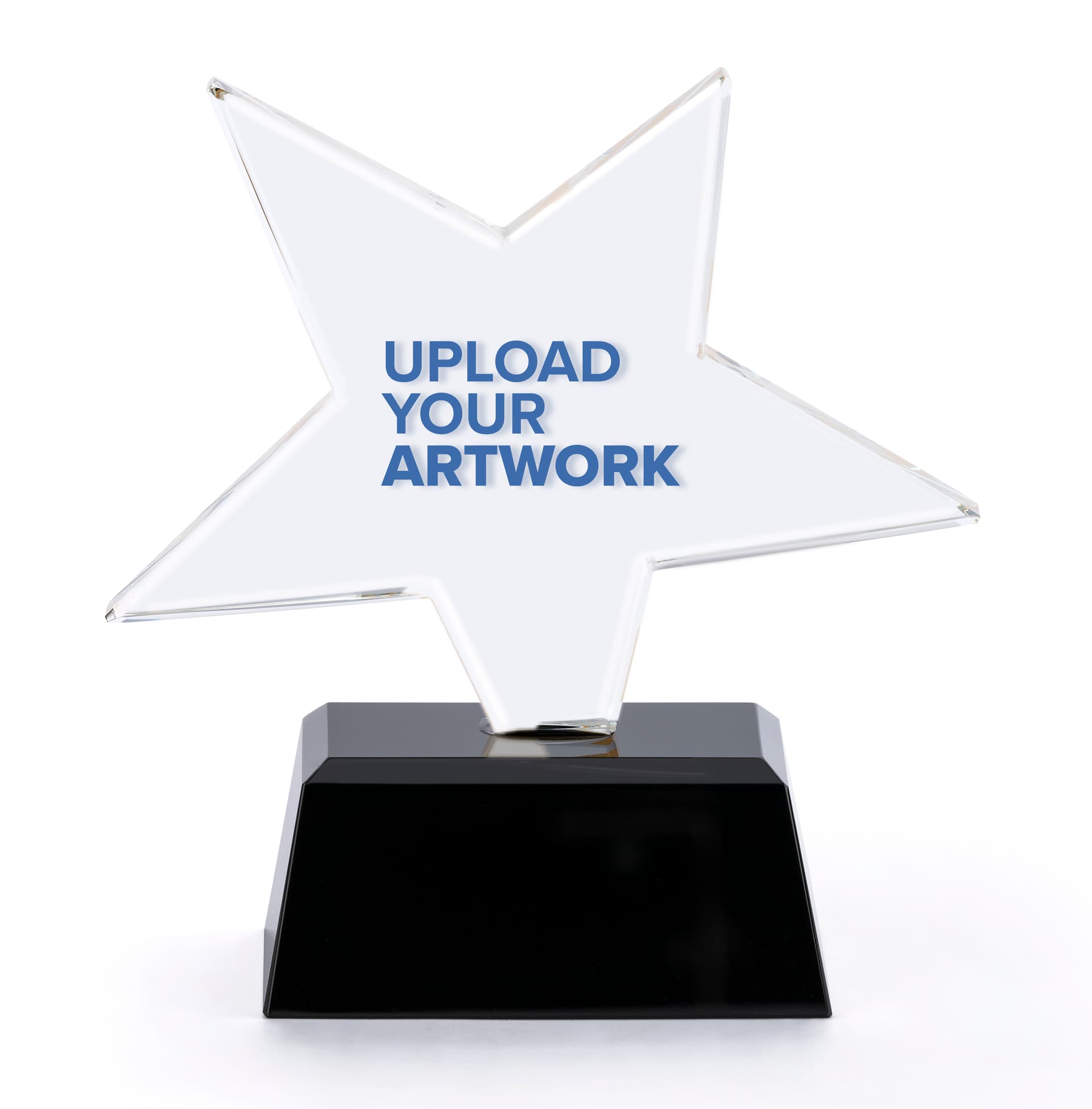 Glass star service award with ability to upload custom graphics 