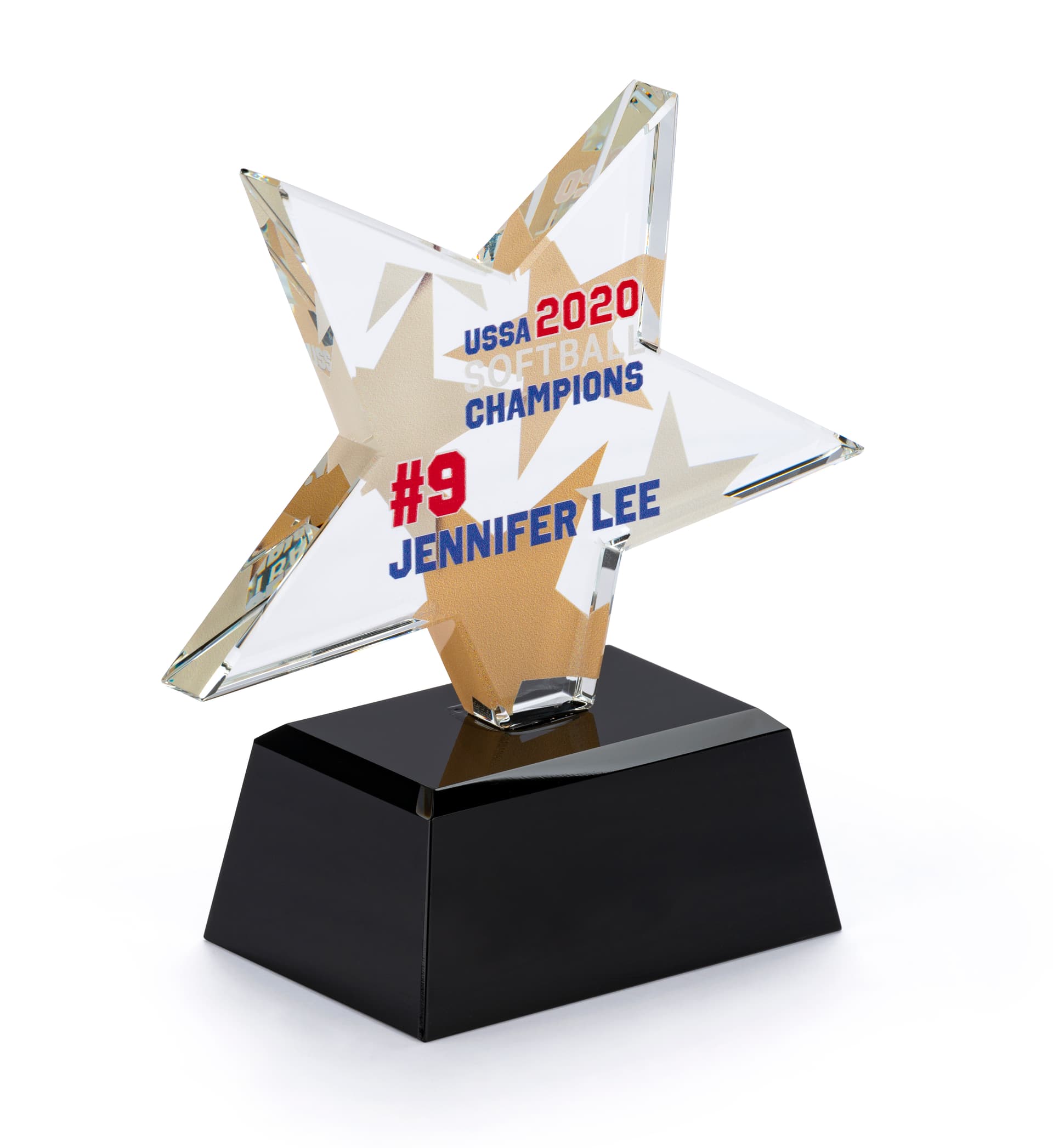 Glass star service award with star shape