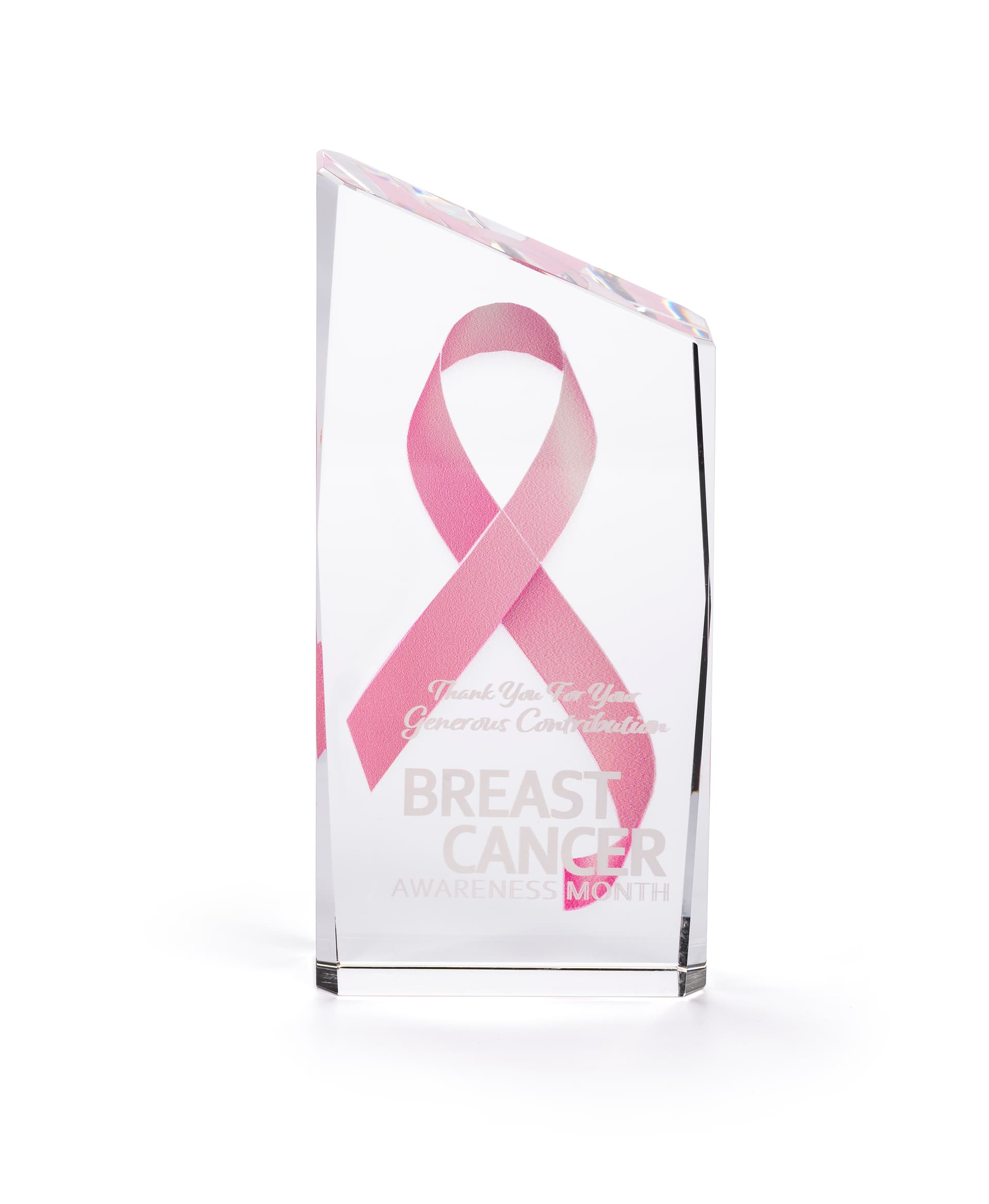 Crystal corporate trophy with asymmetrical shape