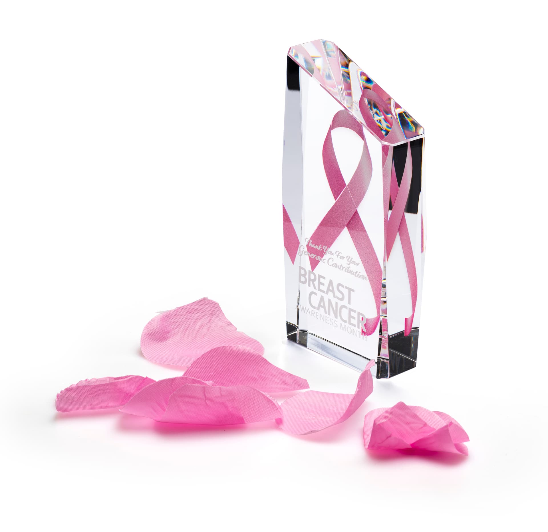 Crystal corporate trophy with 1.25 inch thickness