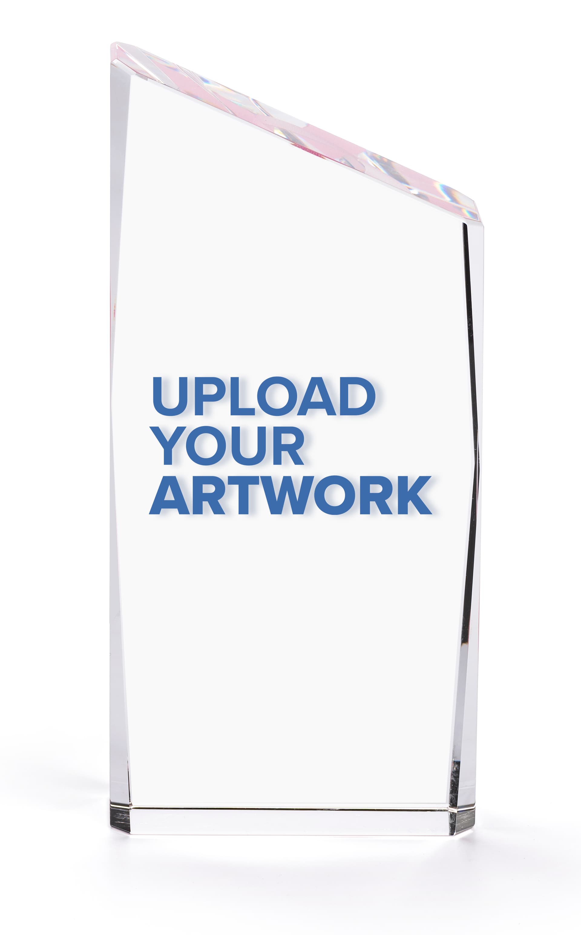 Crystal corporate trophy with easy upload your personalized artwork ability