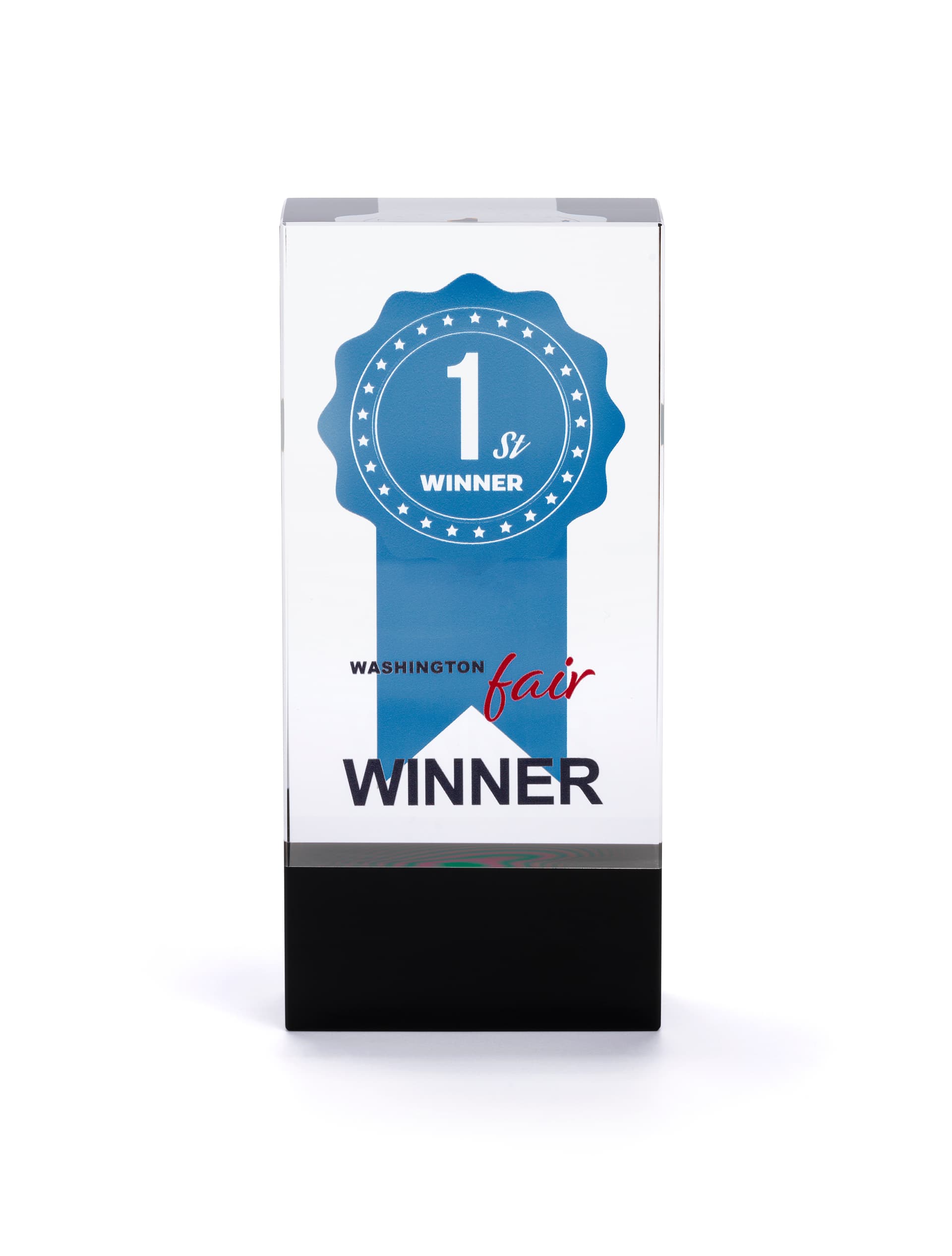 Crystal rectangle participation trophy with 1.25 inch thick glass
