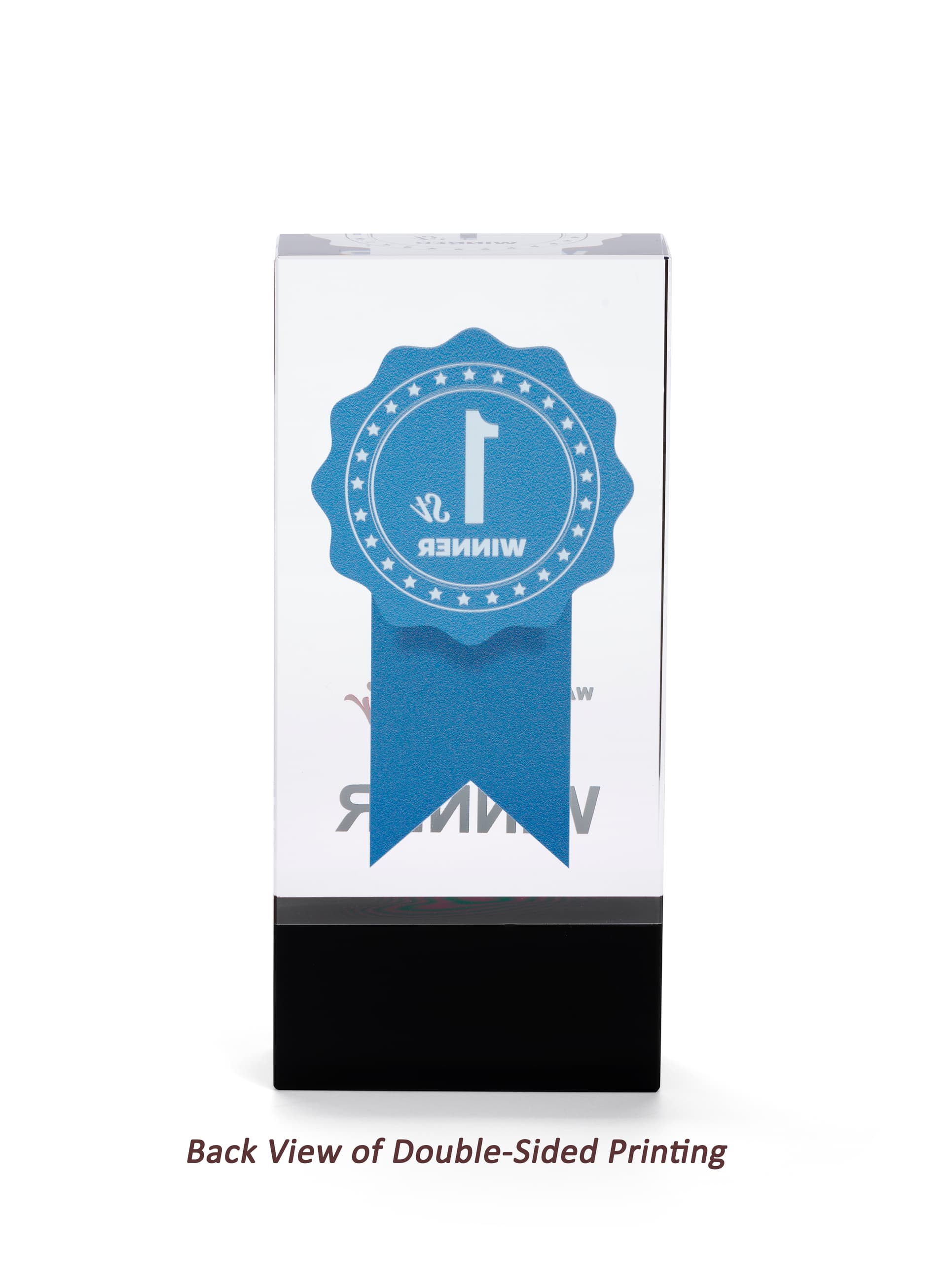 Crystal rectangle participation trophy with double-sided printing