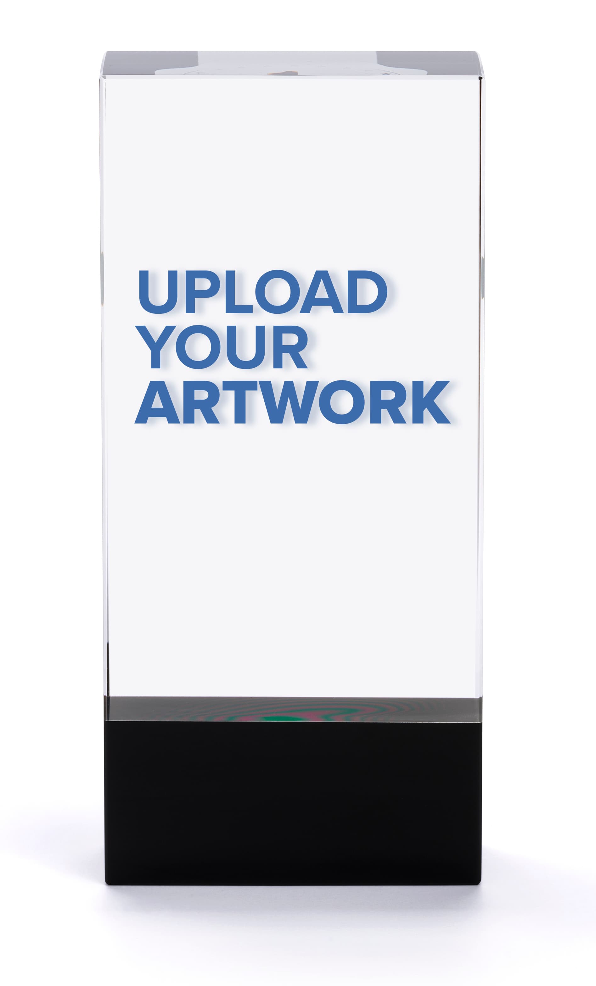 Crystal rectangle participation trophy with upload your artwork capabilities