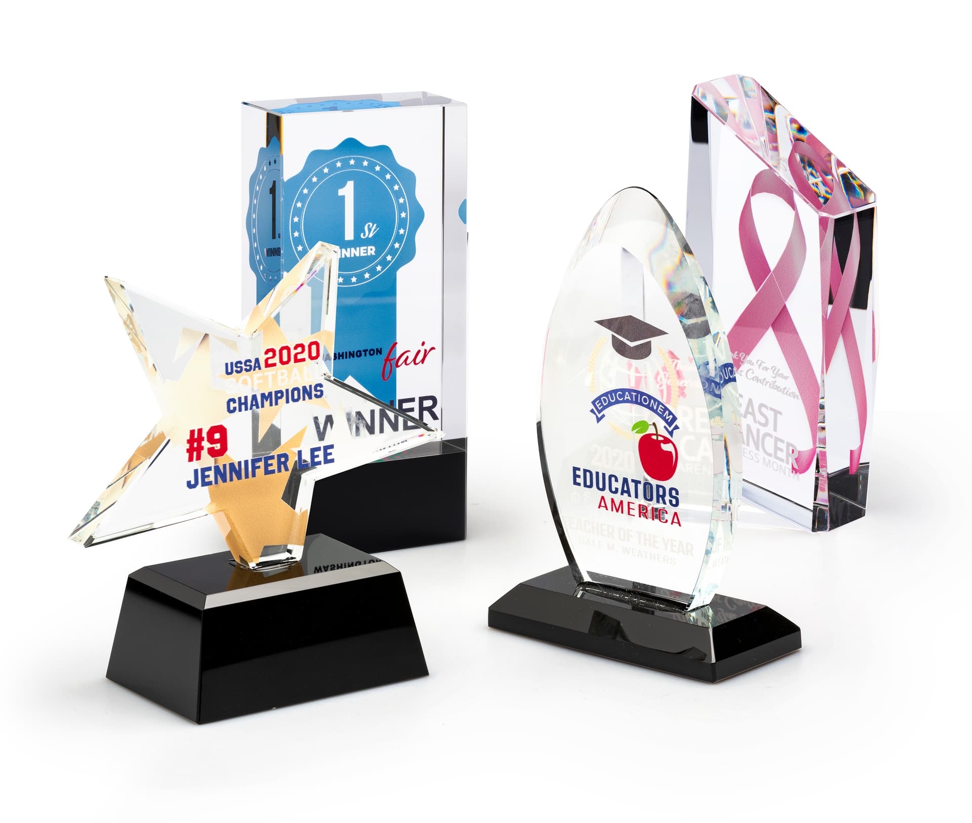 Glass star service award with three additional styles offered