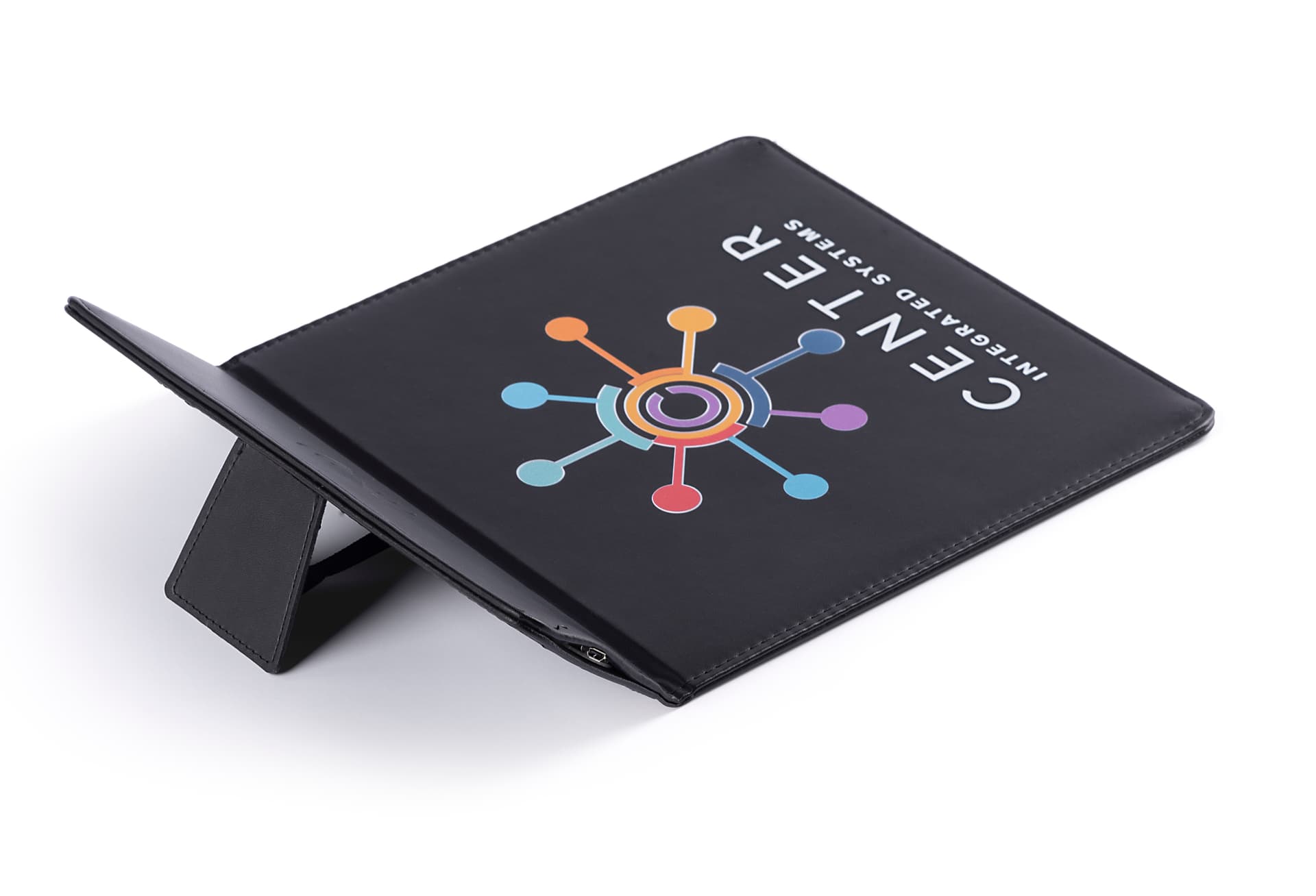 Custom quick charge mouse pad with flip up easel 