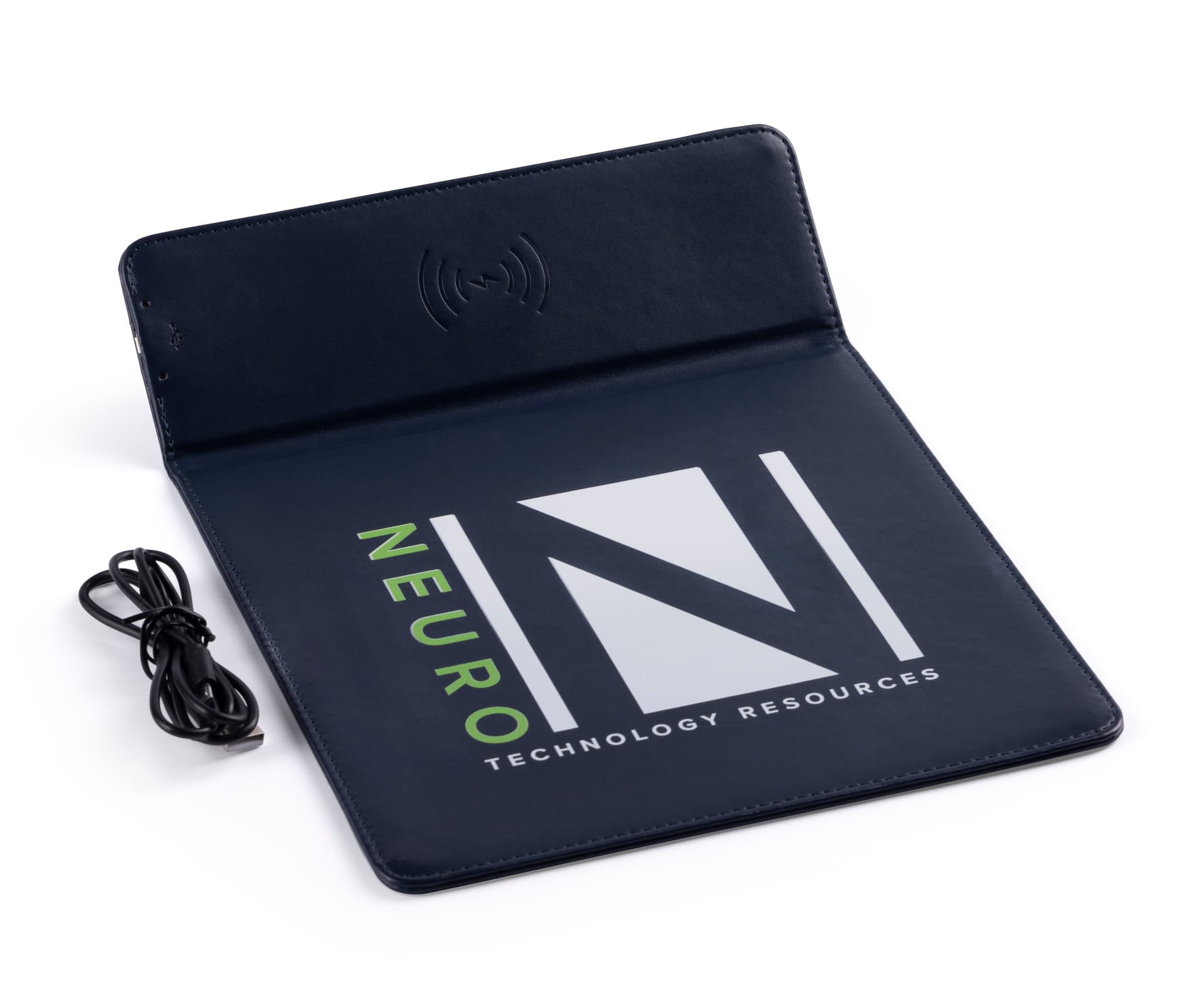 Qi wireless charging mouse pad includes cable