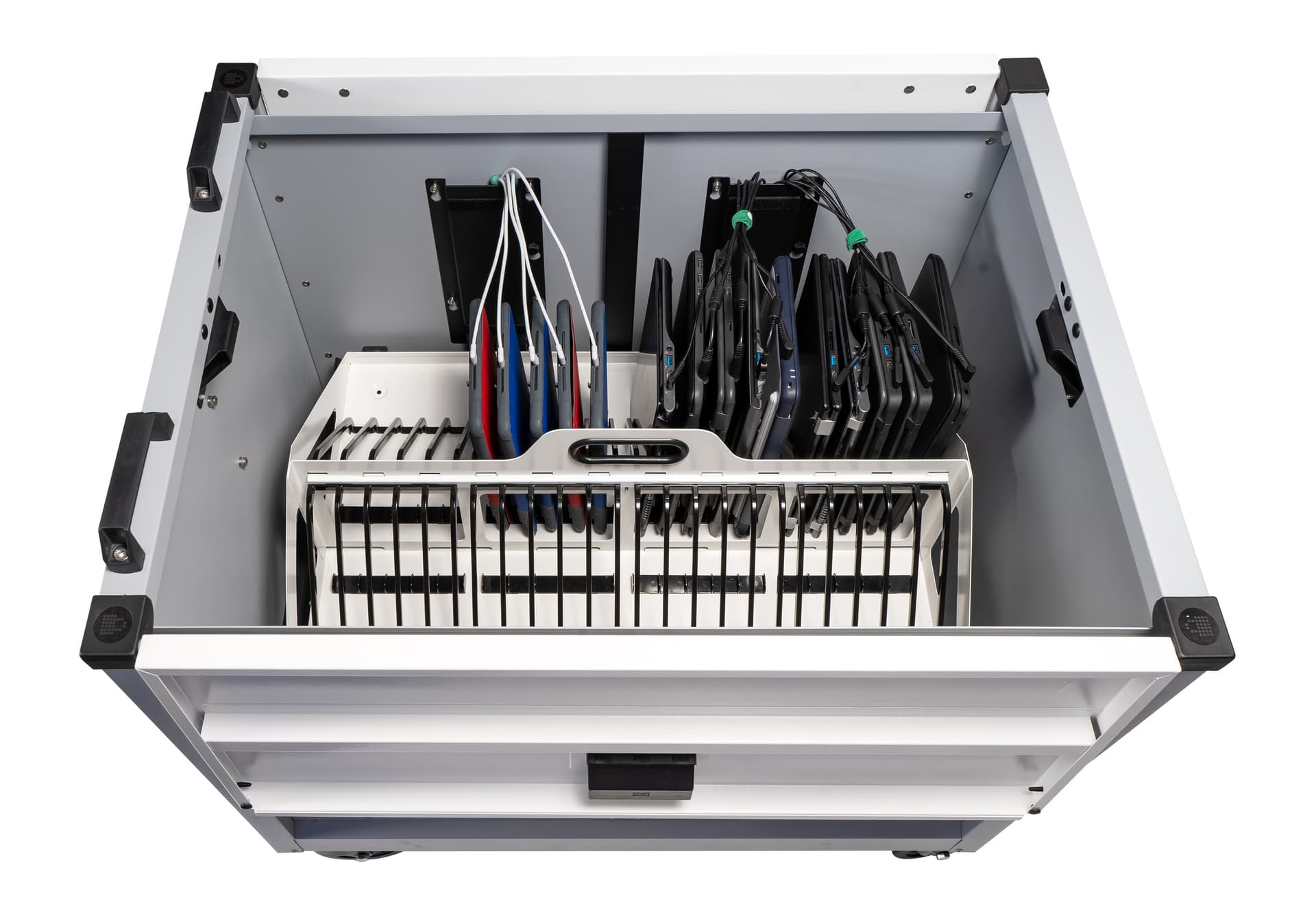 pre-wired mobile charging cart with 40 device capacity