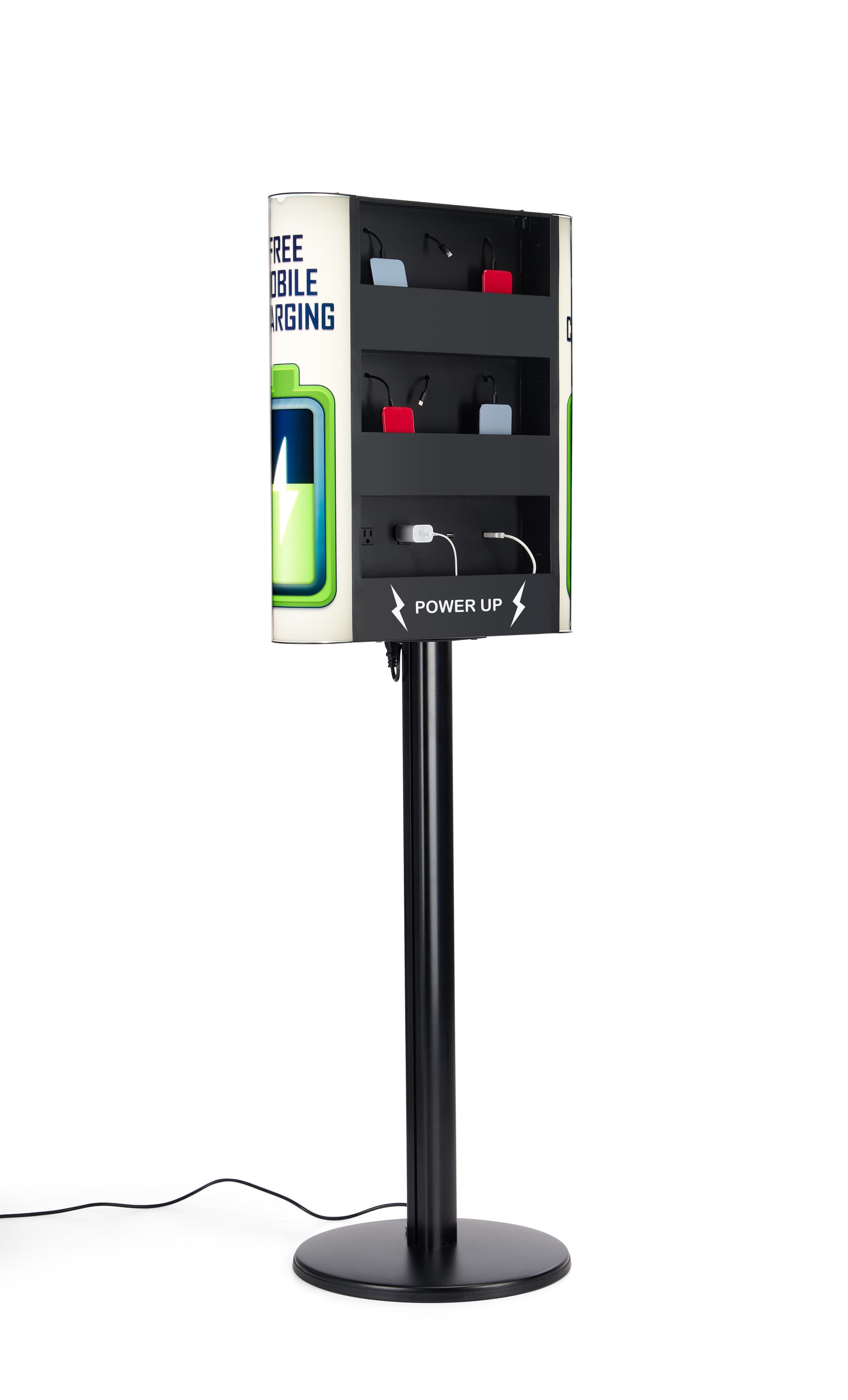 Cell phone charging station with floor standing design