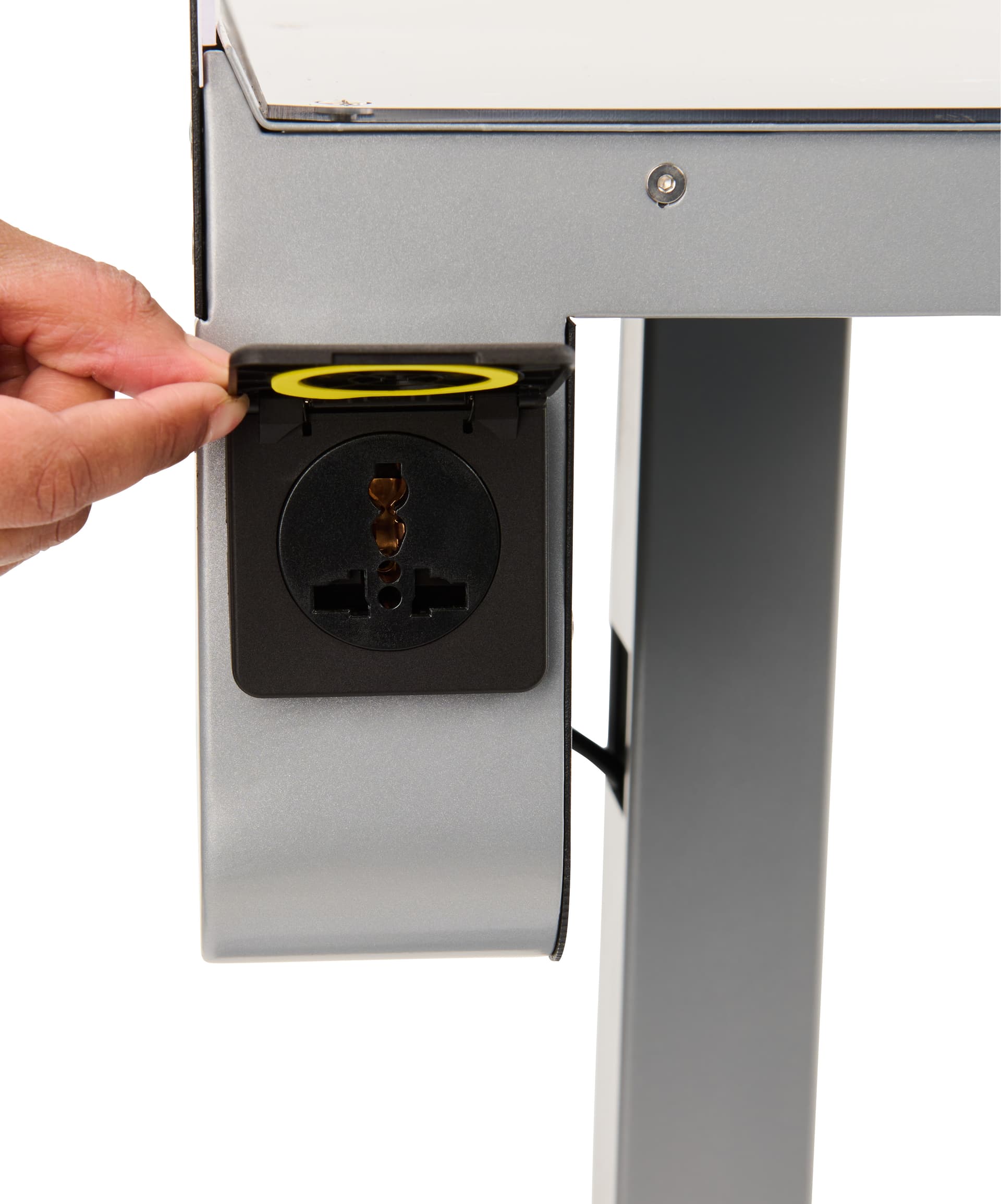Charging station table with universal power outlet 