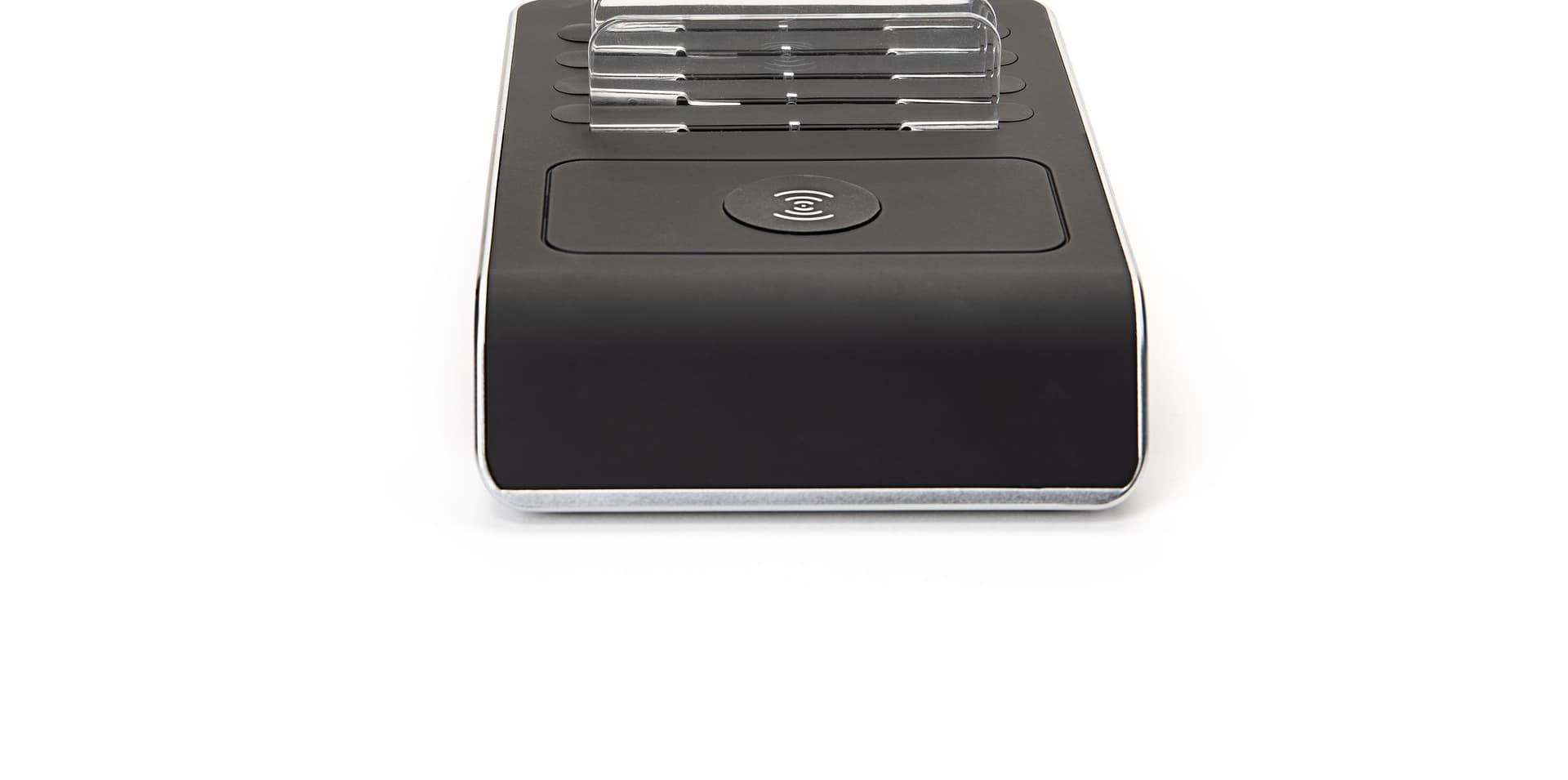 Subtle 4 port USB charger dock with with pad for wirelessly charging phones