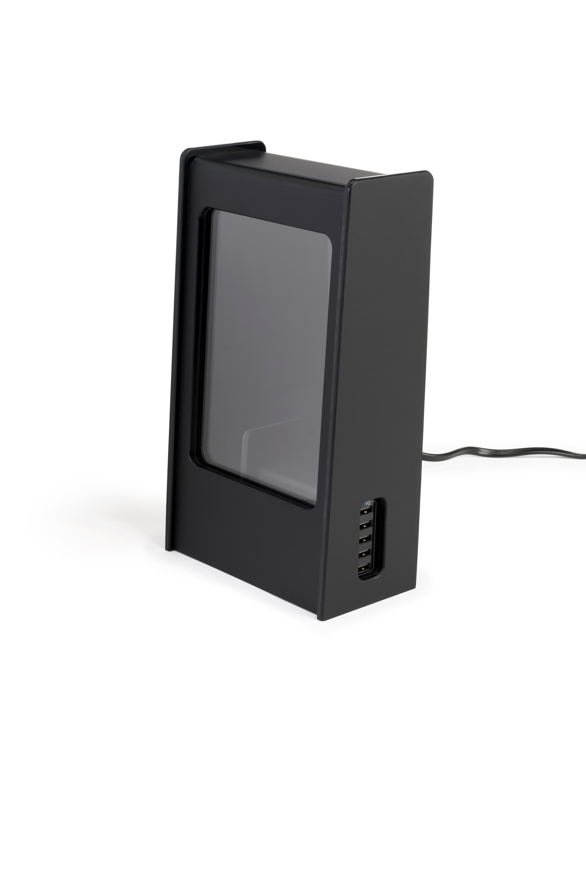 Restaurant menu power bank in black acrylic