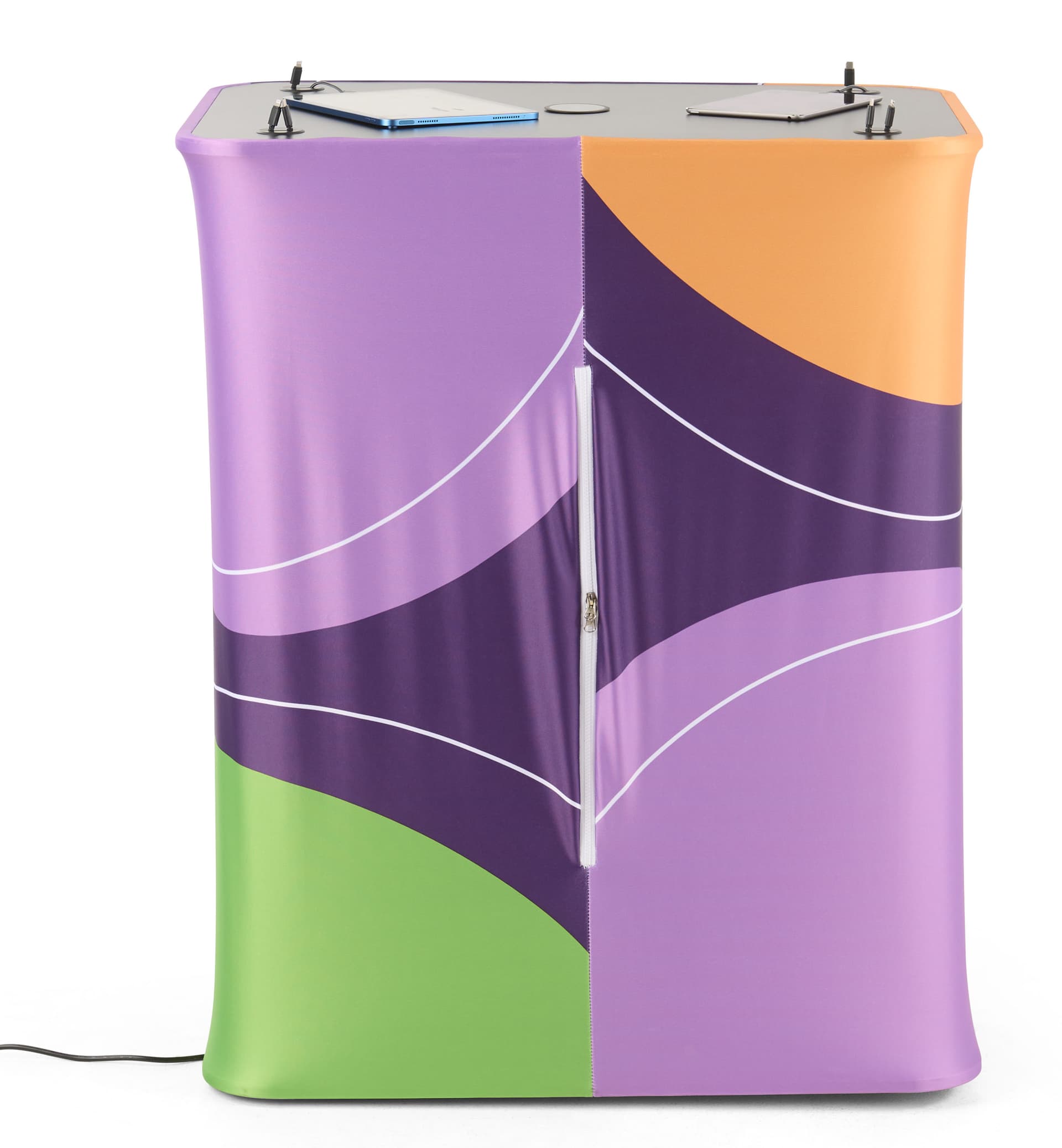 Portable charging table with zipper enclosure 