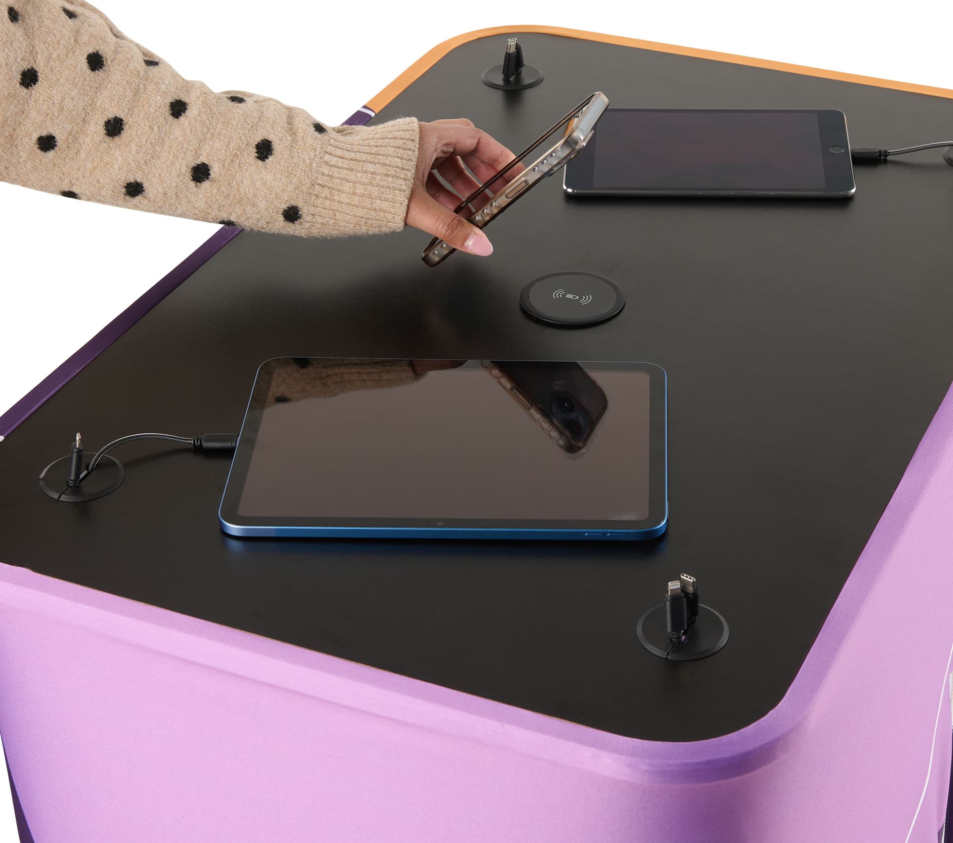 Portable charging table with wireless charging
