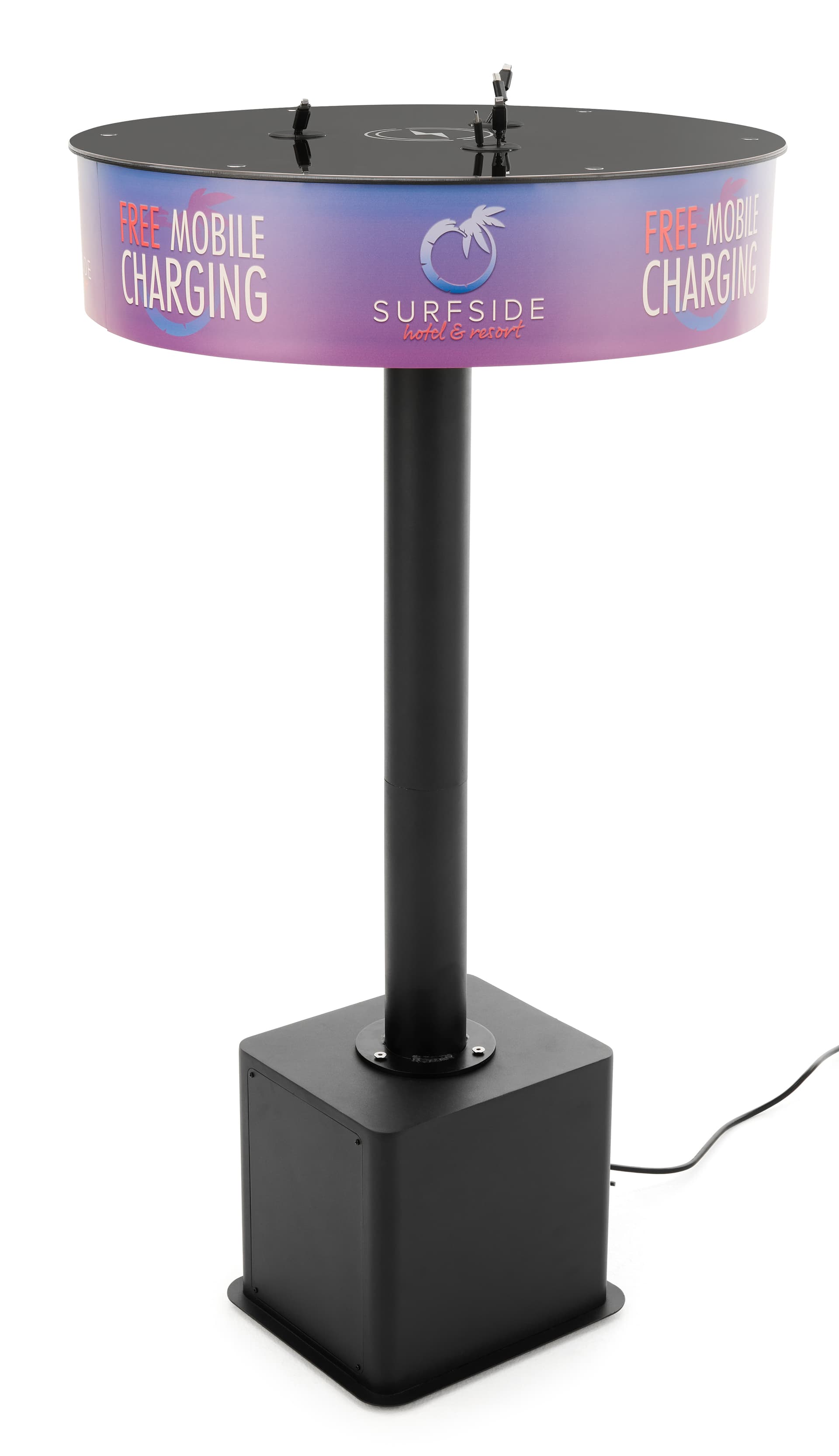 Mobile charging station with overall width of 23 inches 