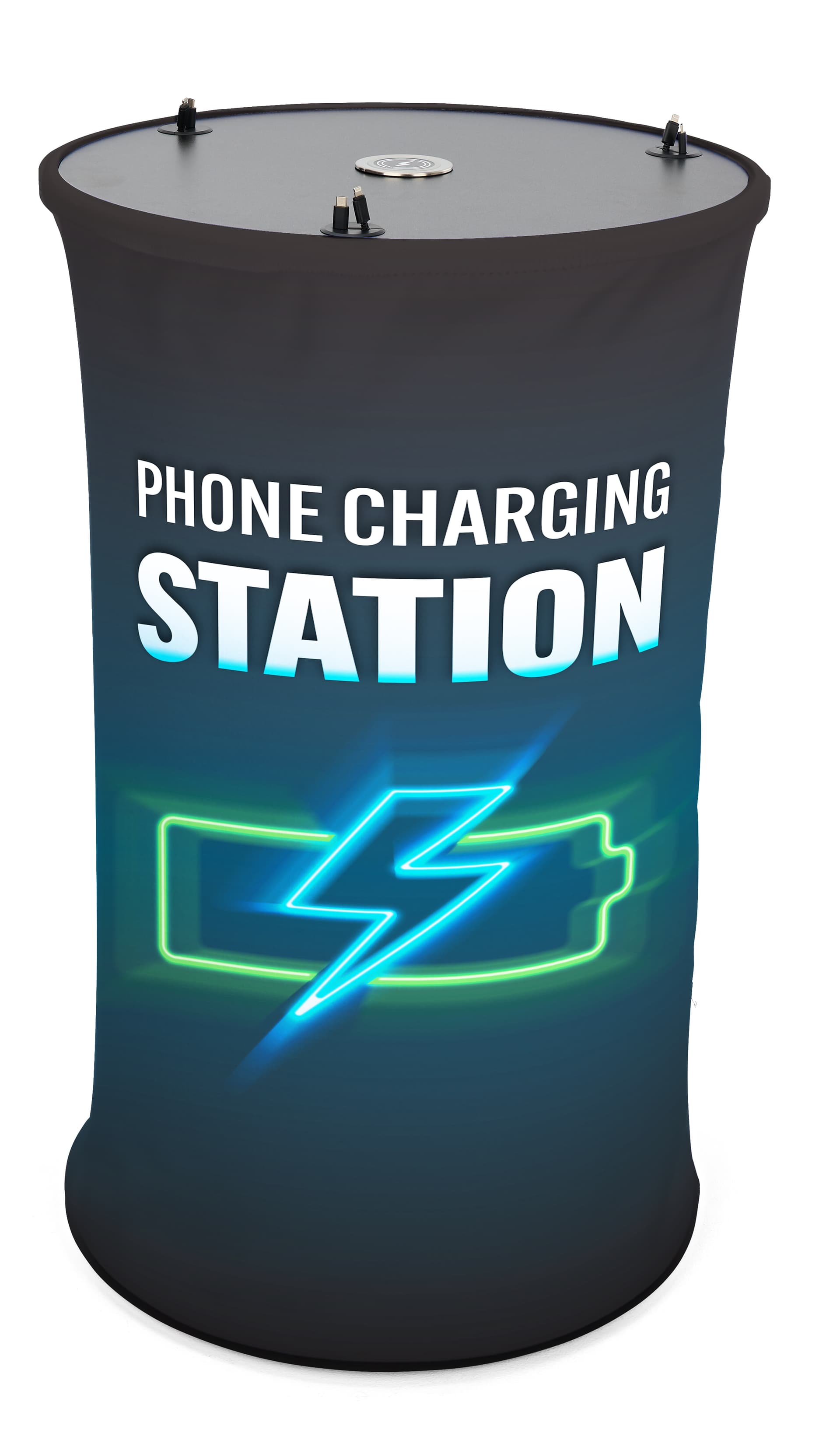 Mobile device charging table with three pre-designed graphics