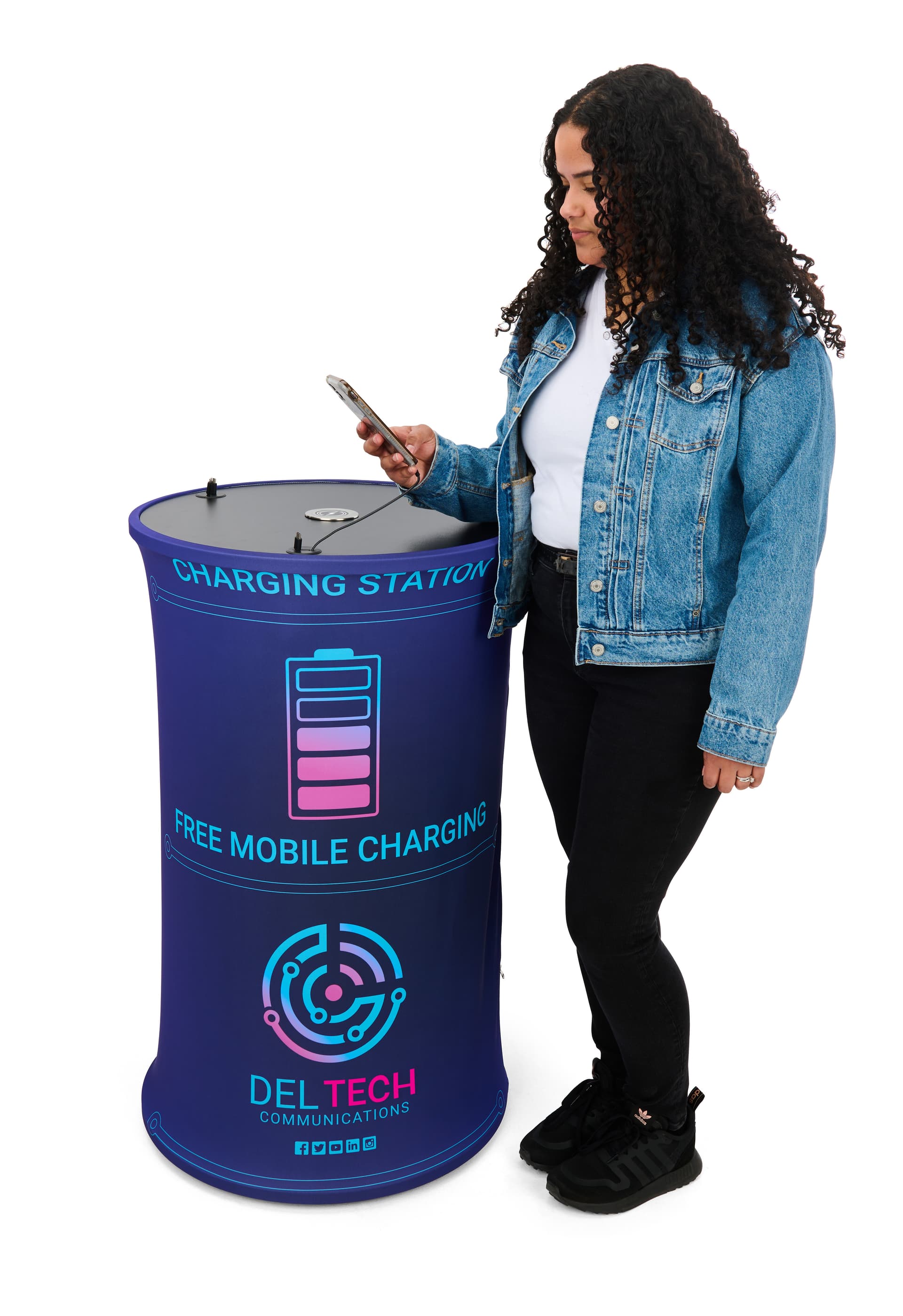 Portable charging station with (3) lightning and (3) USB-C cords