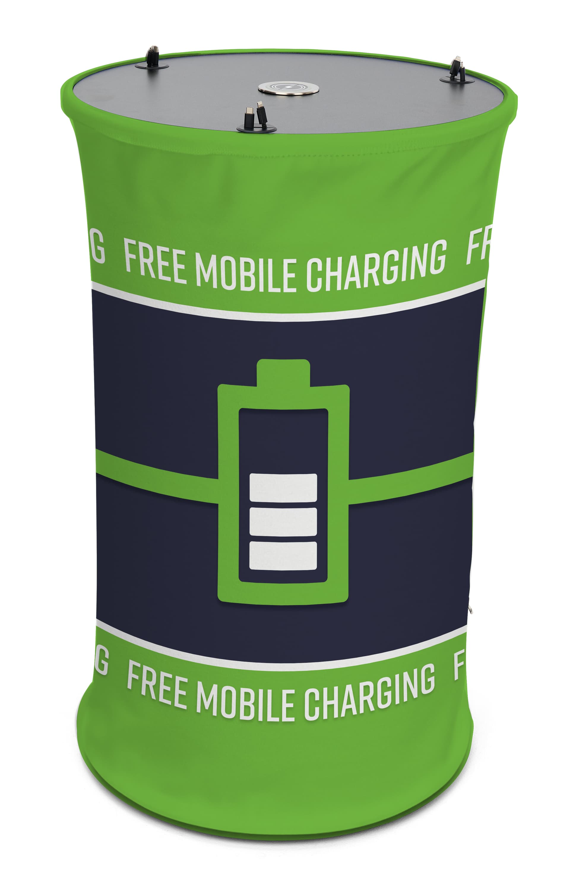 Mobile device charging table with 6 cables
