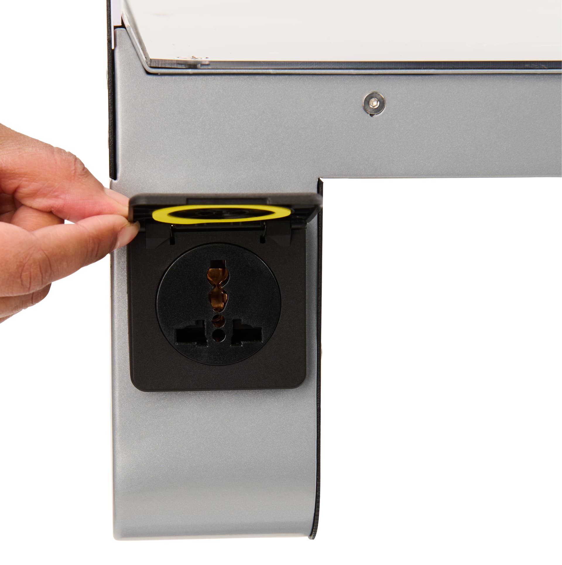 Charging station table with universal outlet