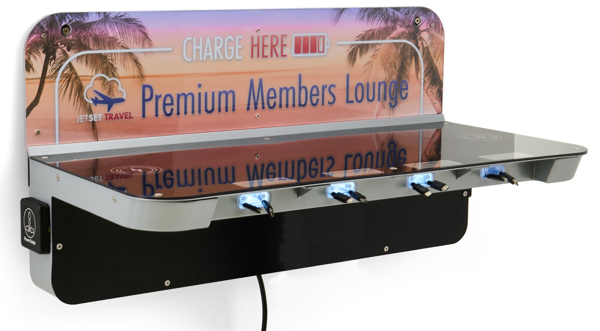 Charging station table made of steel material 