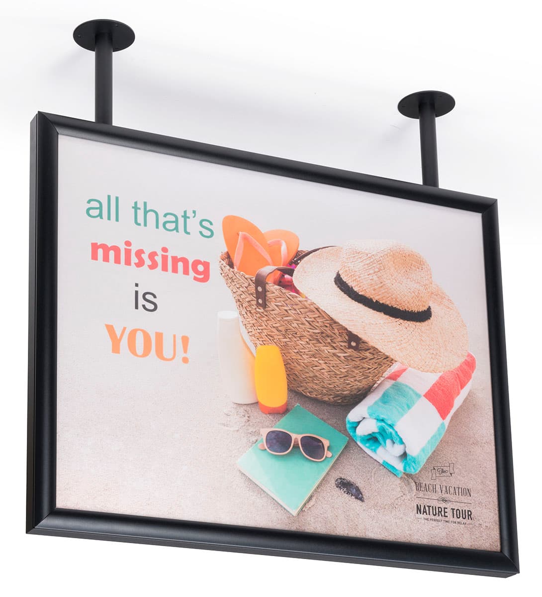 2-post flange ceiling graphic sign hanger for easy install