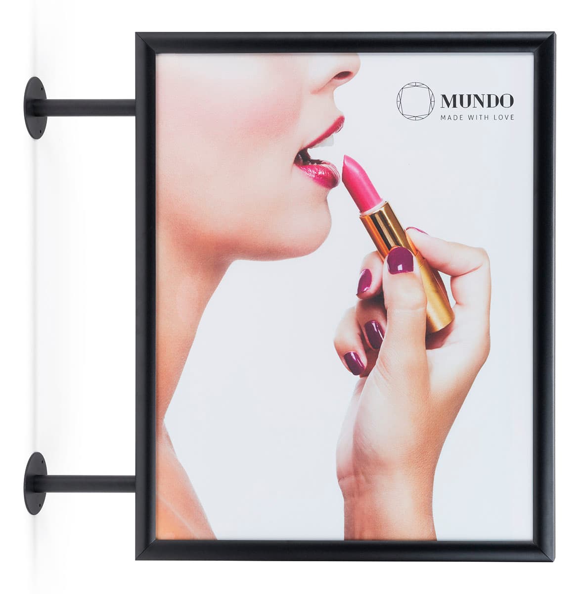 2-post flange ceiling graphic sign hanger for portrait prints