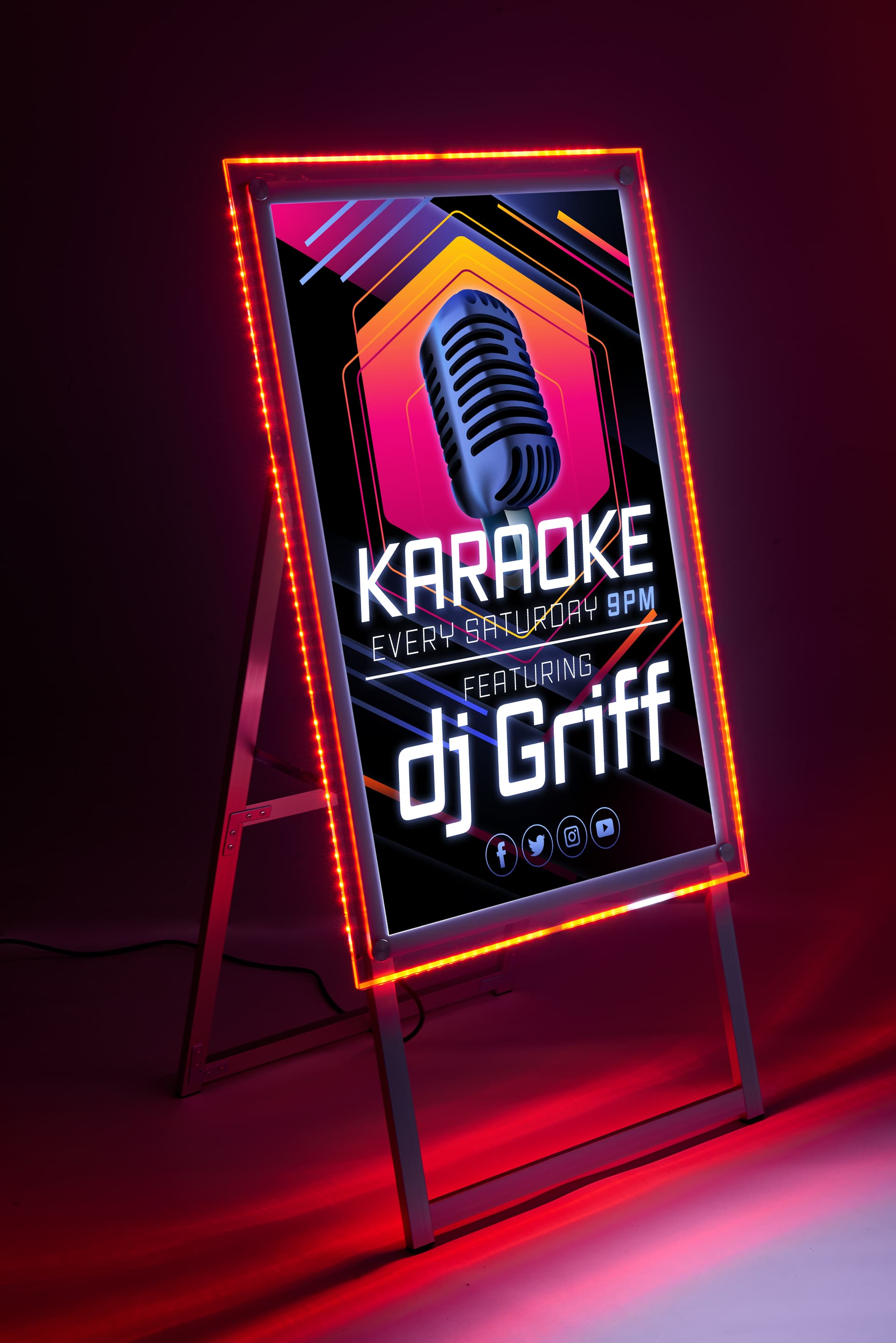LED sandwich board with energy saving light strips 