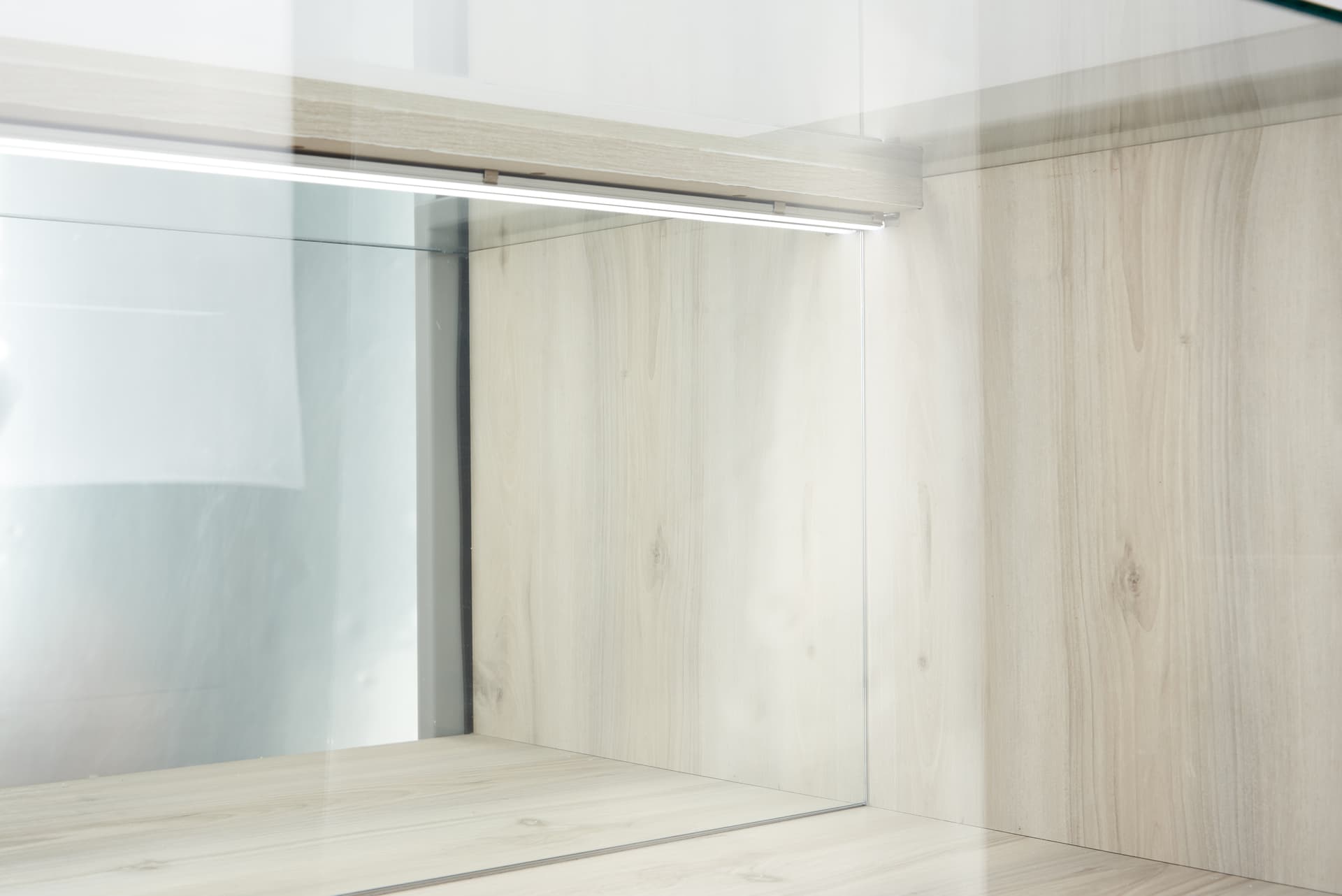 Glass display counter with led lights