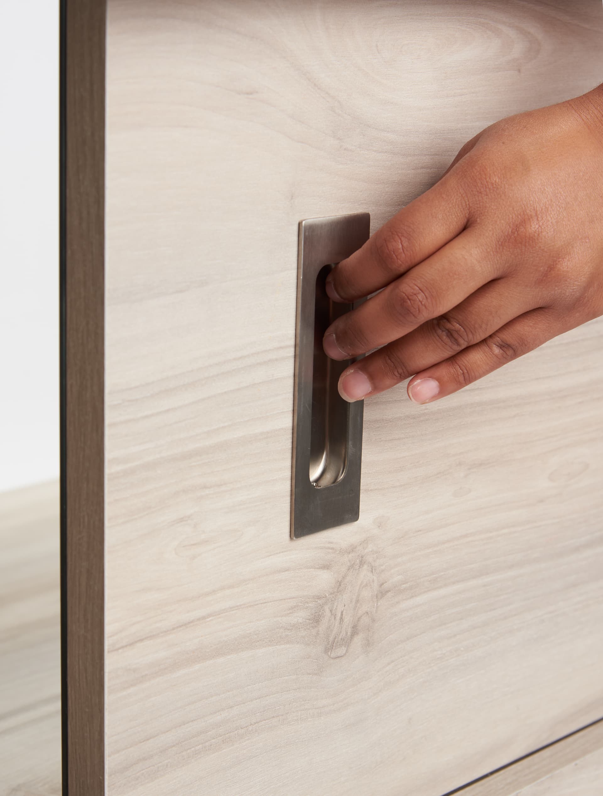 Glass display counter is 45 inches wide