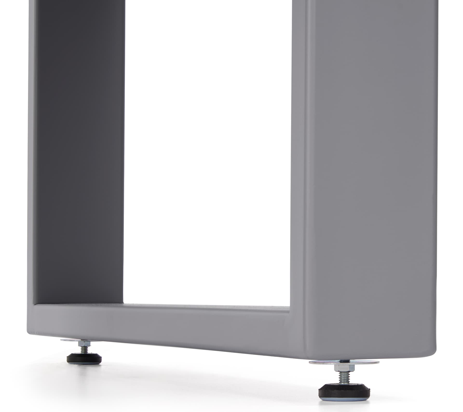 Glass display counter with adjustable feet